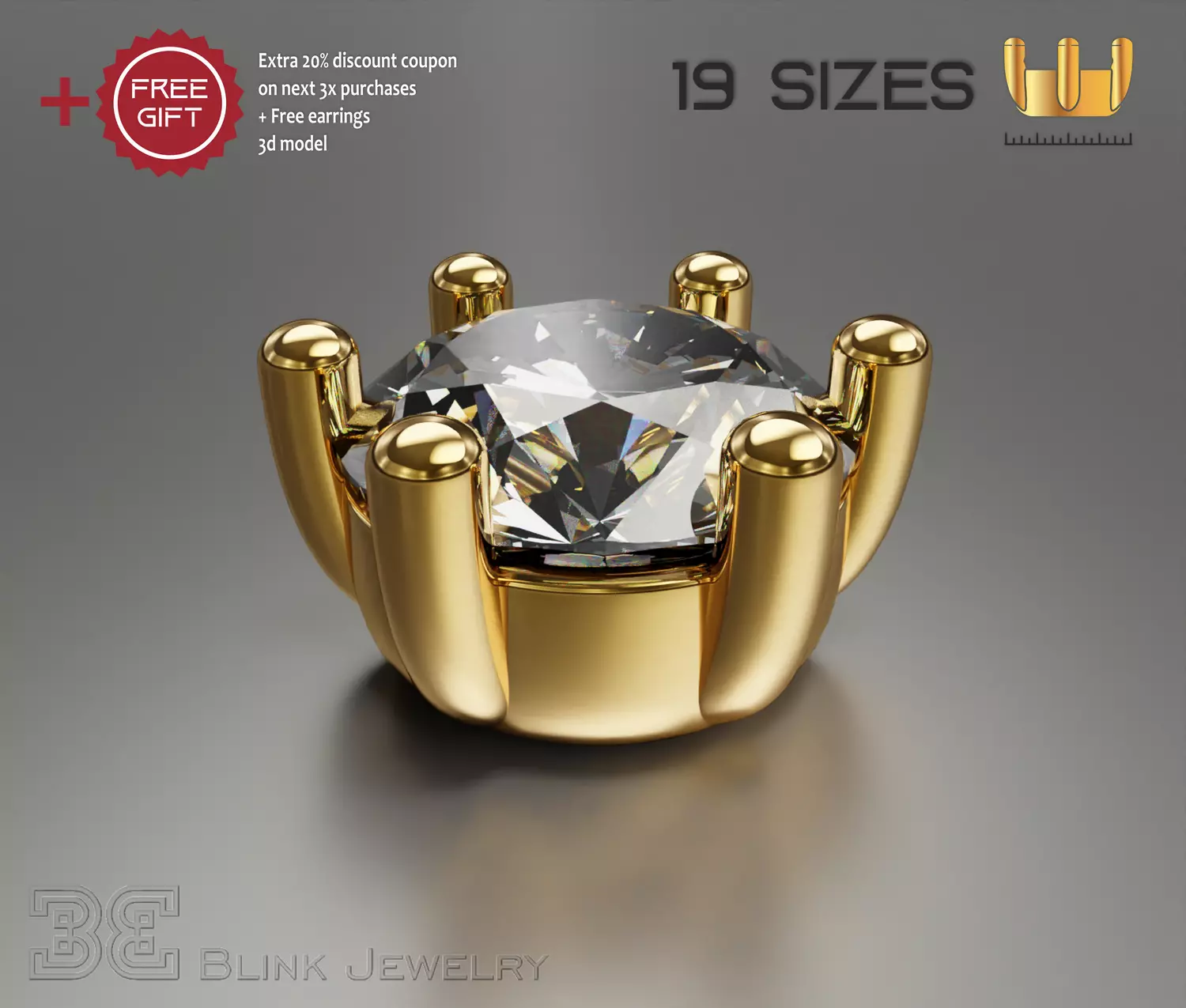 solitaire ring head engagement stud earrings package 3D print model_0