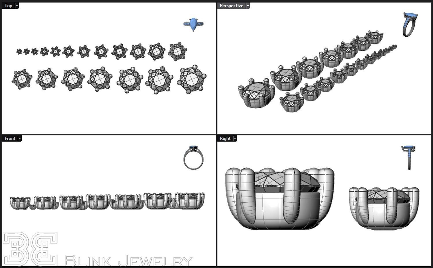 solitaire ring head engagement stud earrings package 3D print model_2