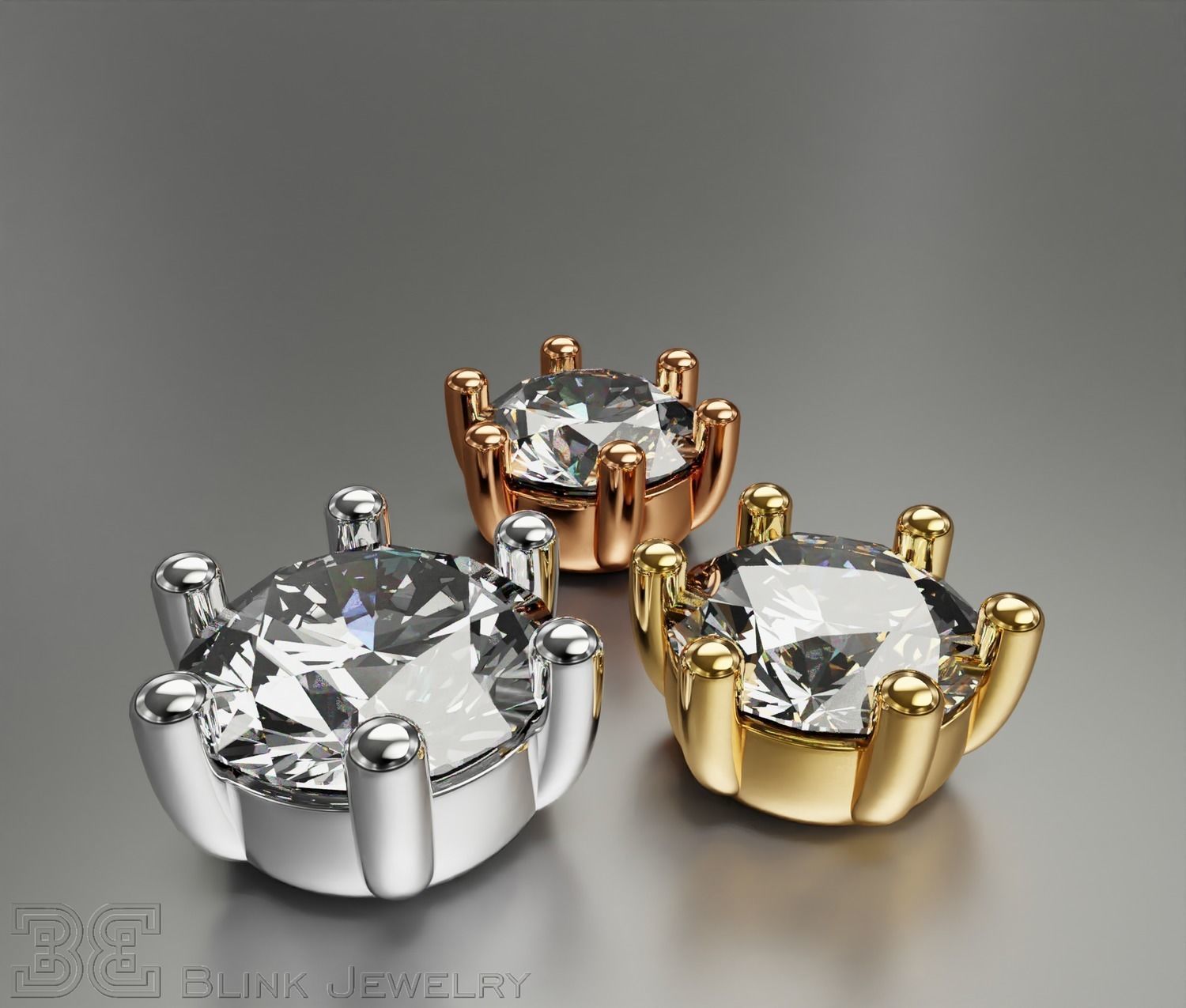 solitaire ring head engagement stud earrings package 3D print model_4