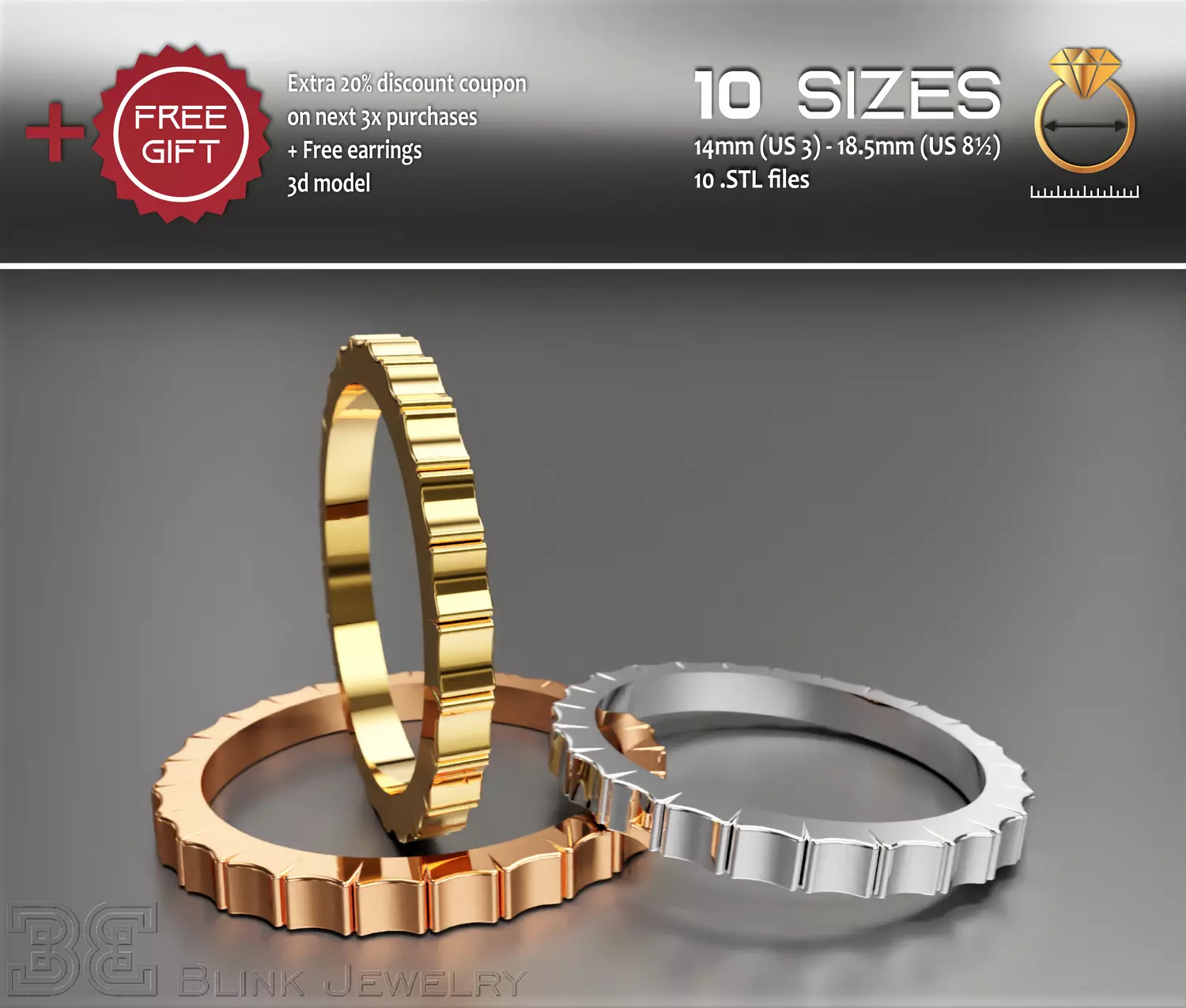 New Design eternity stackable 2021 wedding ring package 3D print model