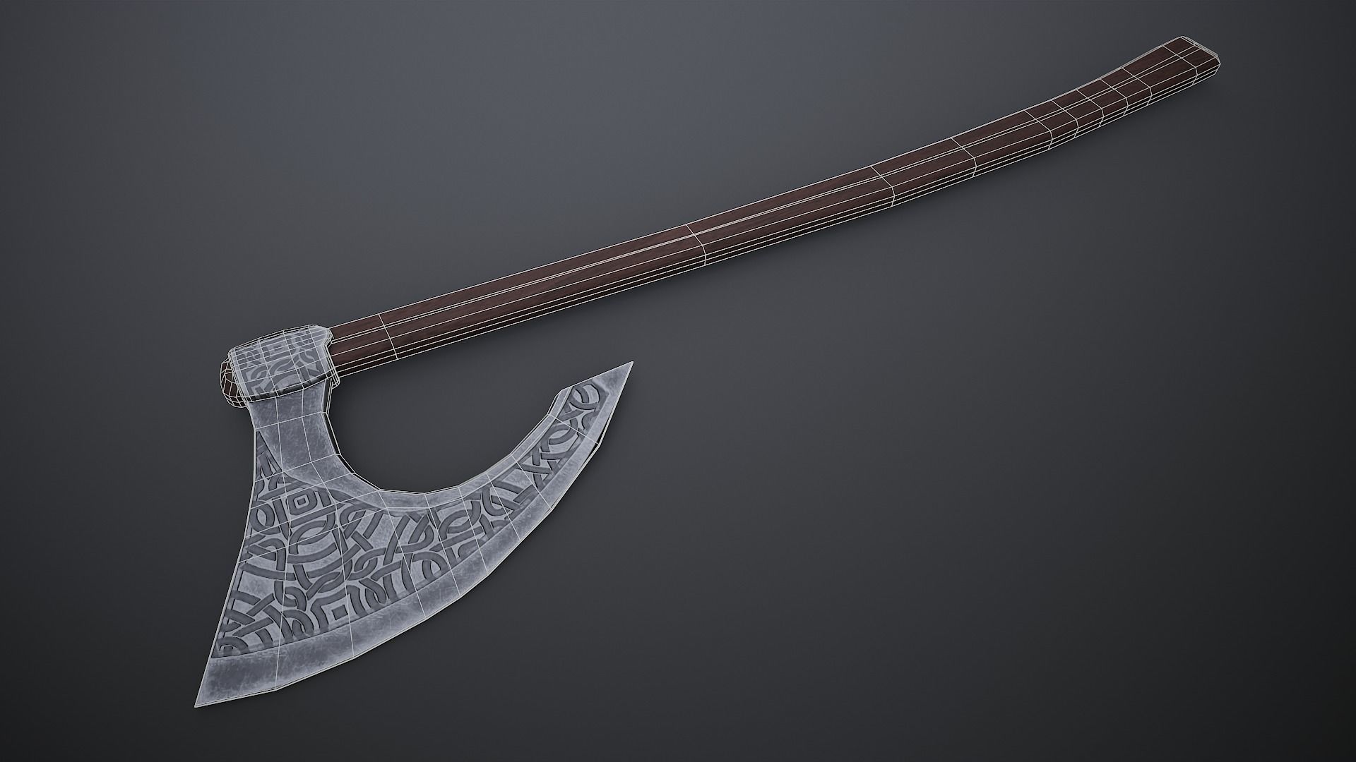 Ornamental Viking Axe Low-poly 3D model_3