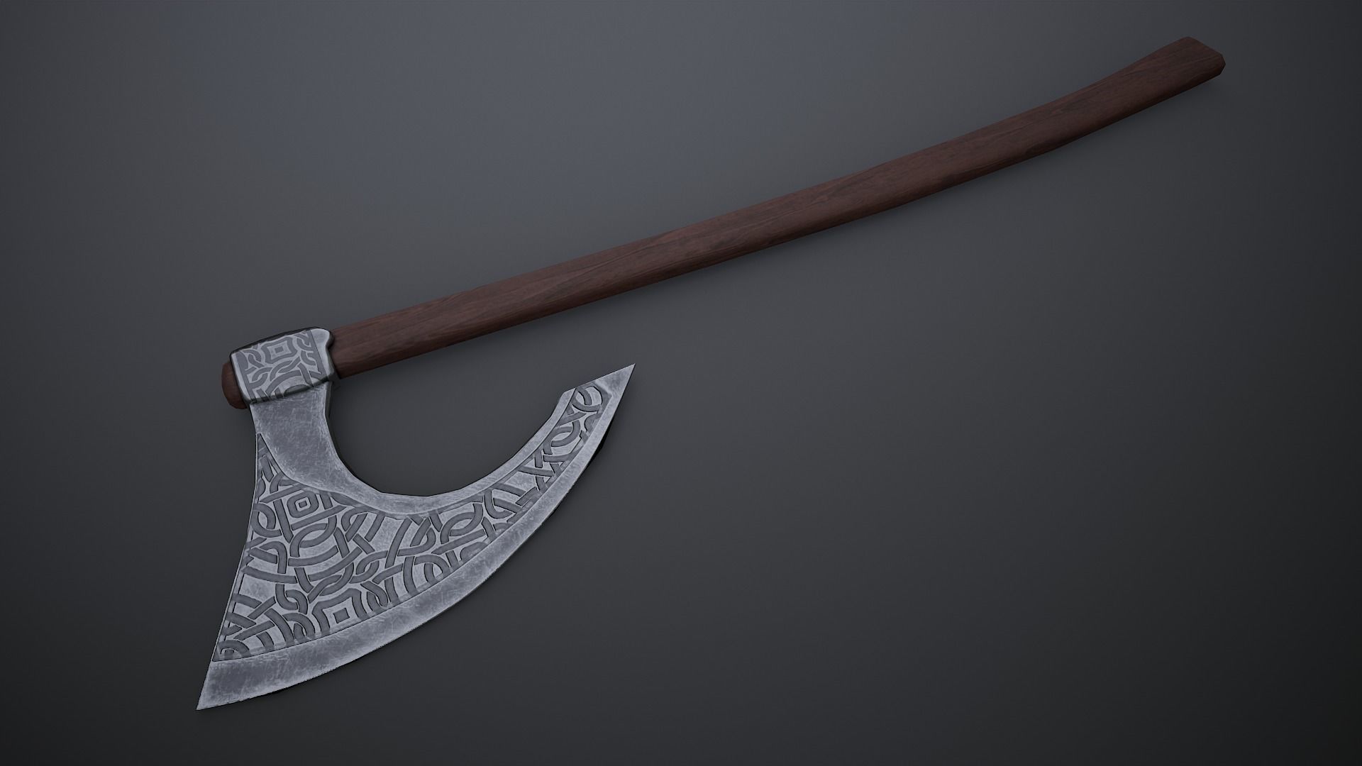 Ornamental Viking Axe Low-poly 3D model_2