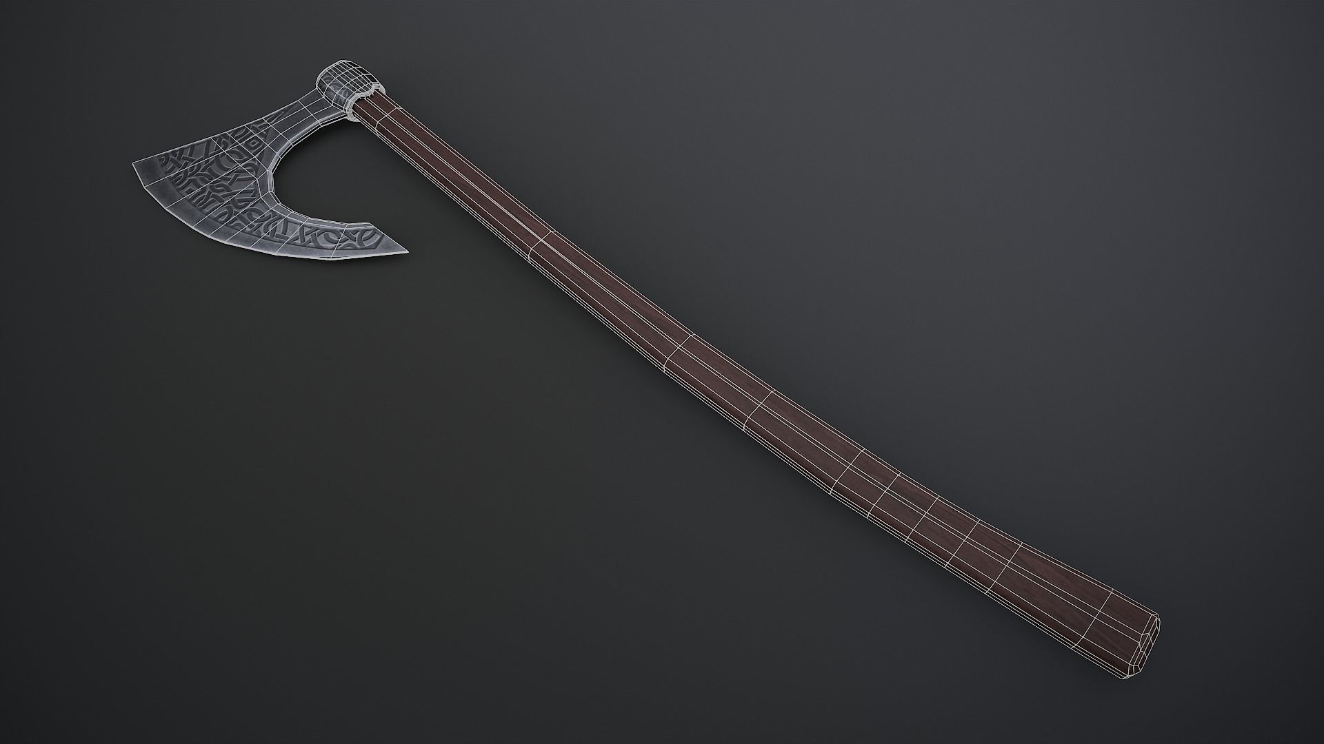 Ornamental Viking Axe Low-poly 3D model_1