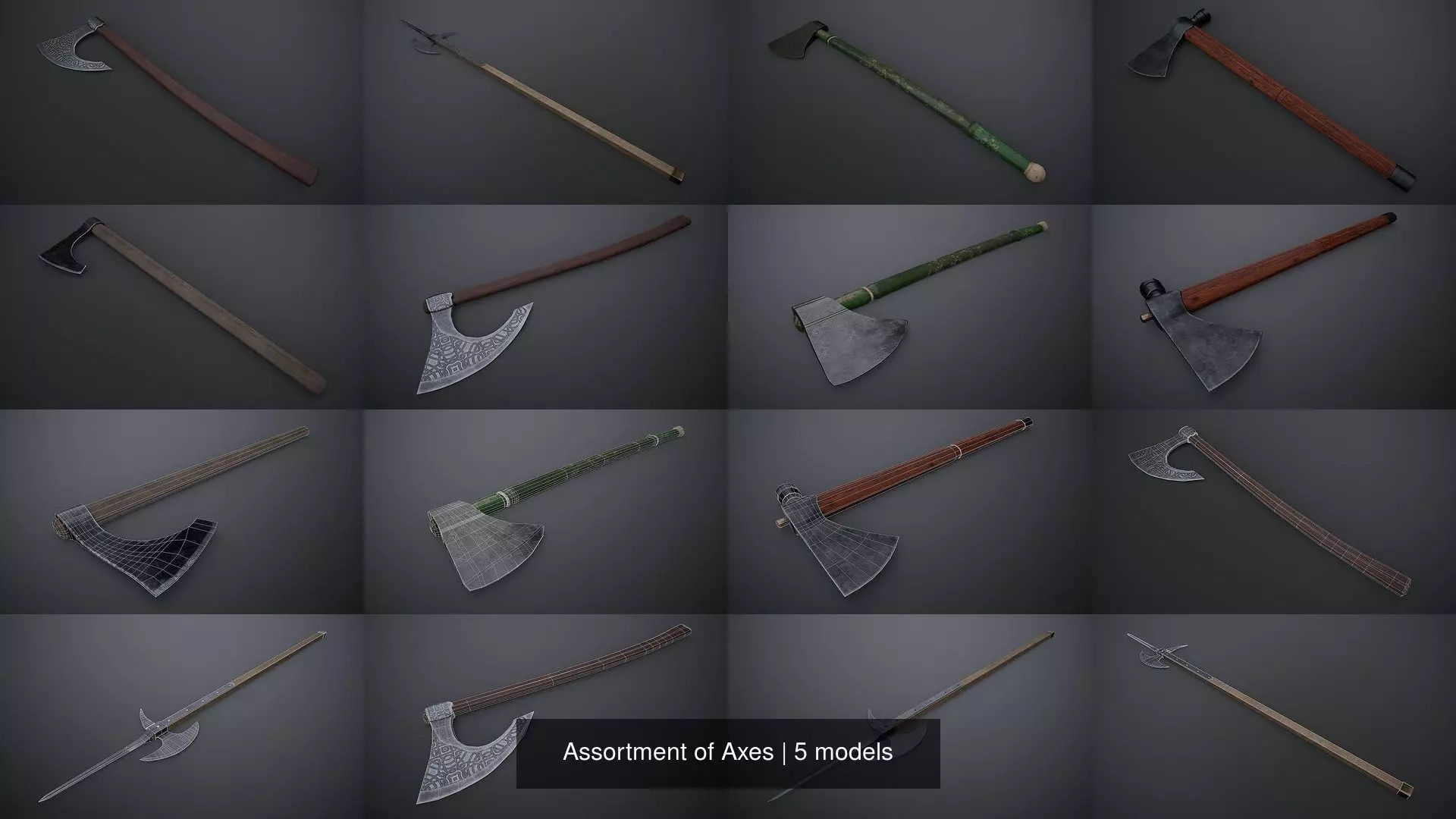 Assortment of Axes 3D Model Collection_0