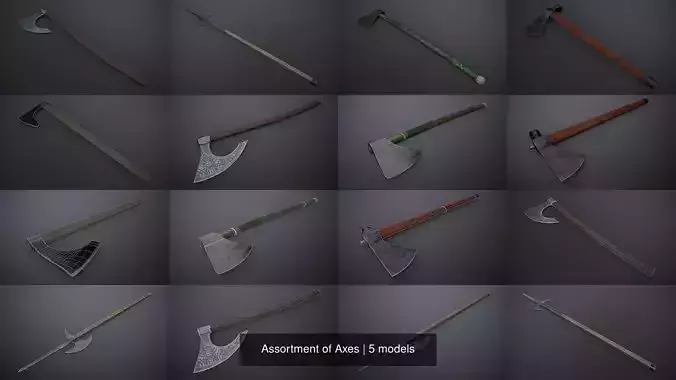 Assortment of Axes 3D Model Collection
