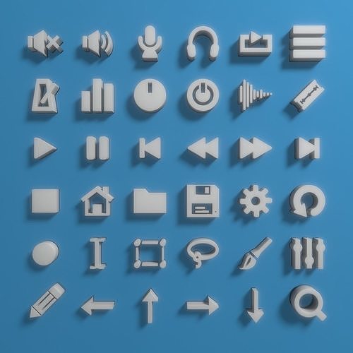 Audio App - User Interface Icon Pack Low-poly 3D model
