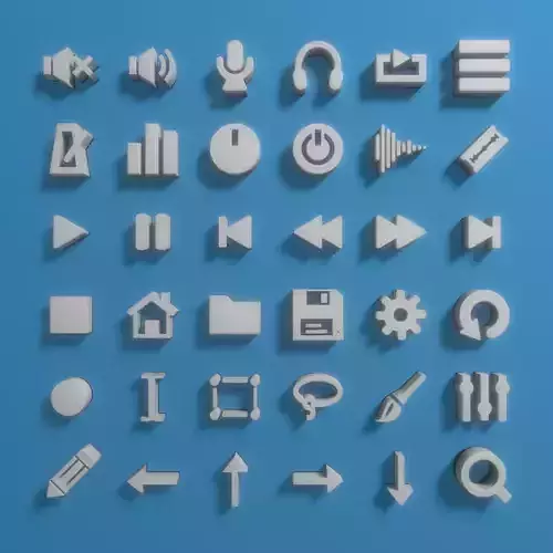 Audio App - User Interface Icon Pack Low-poly 3D model
