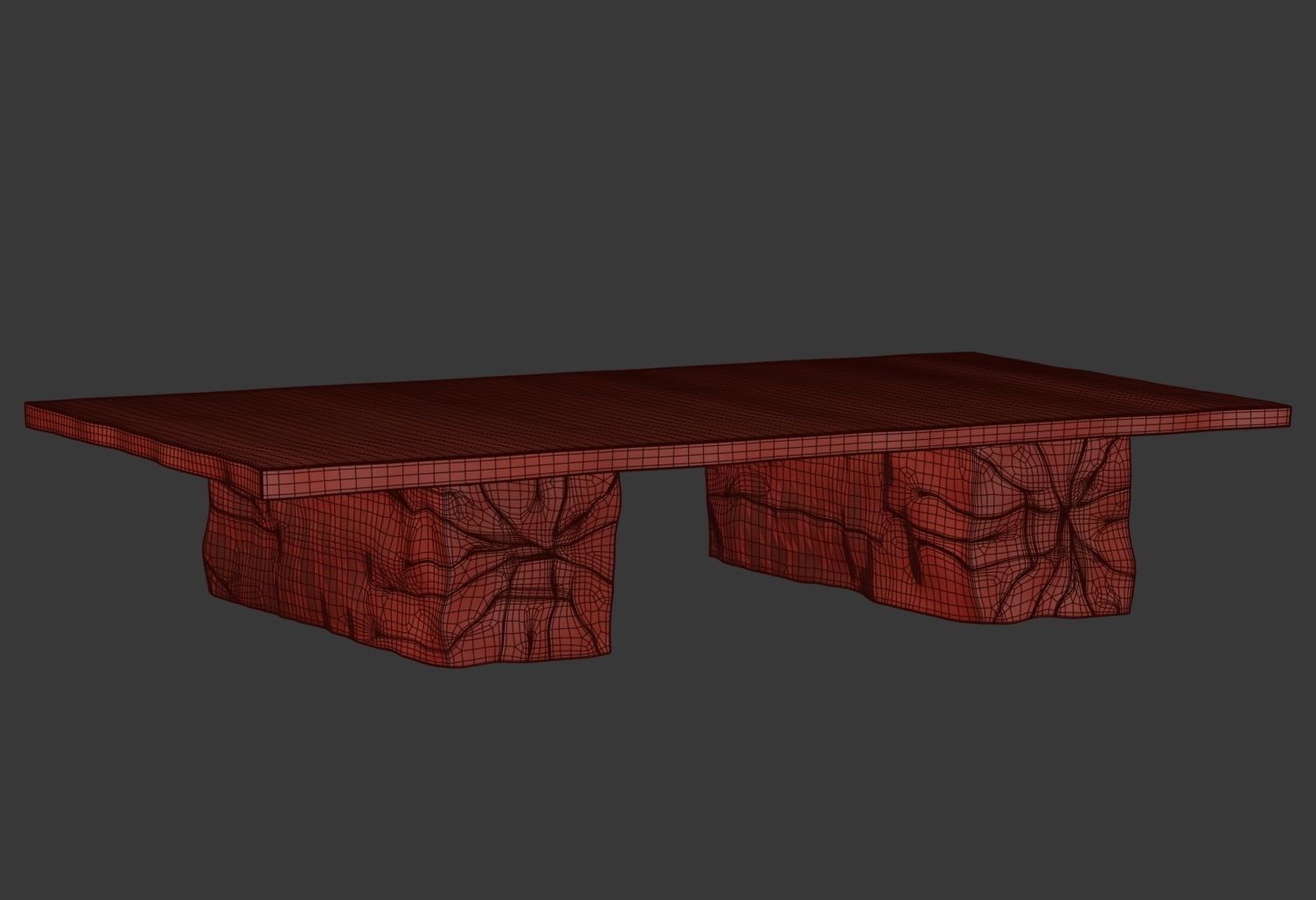 Wooden coffee table  3D model_5