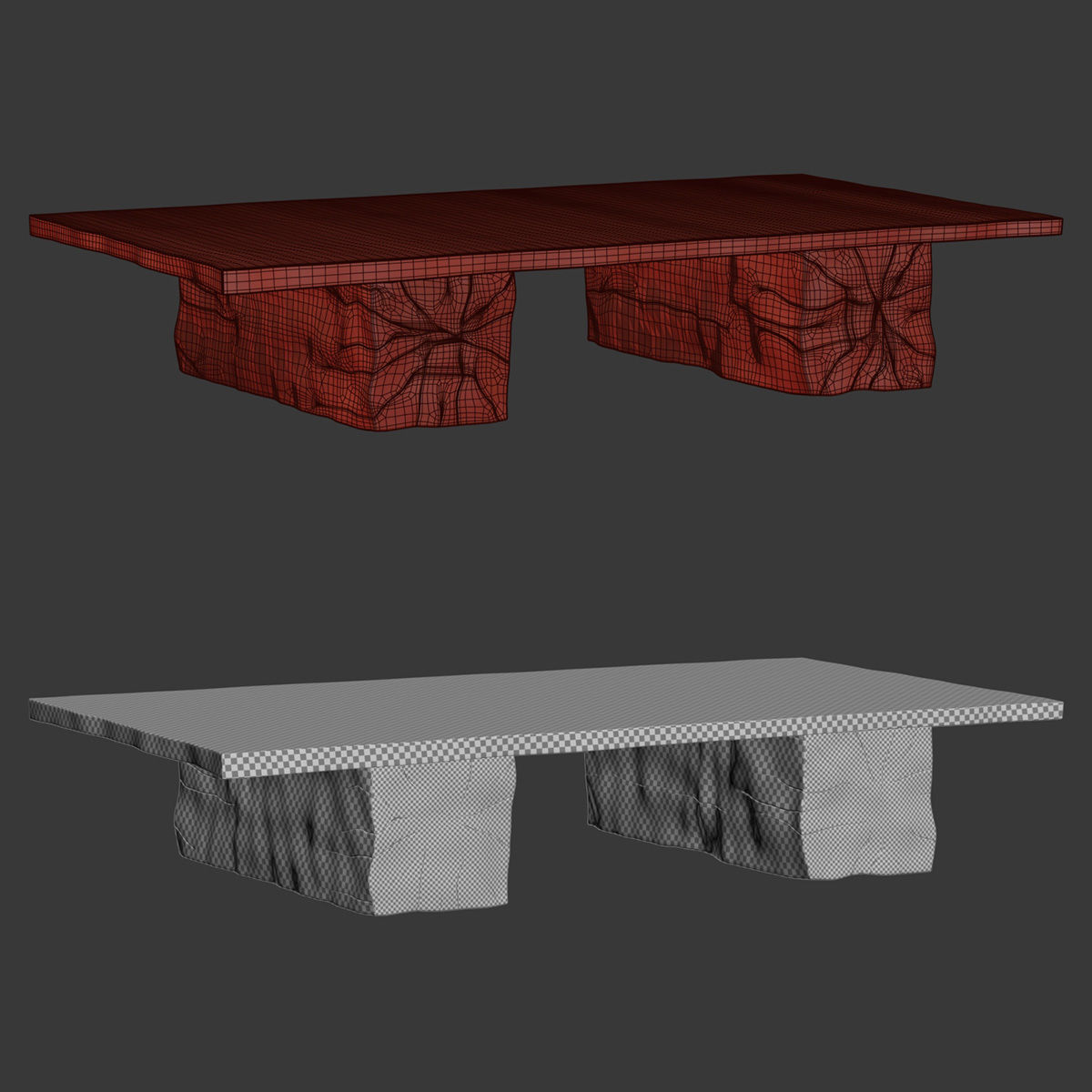Wooden coffee table  3D model_4