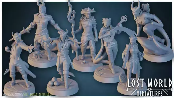 Tiefling Miniatures - Set Supported - 3D Printable 3D print model