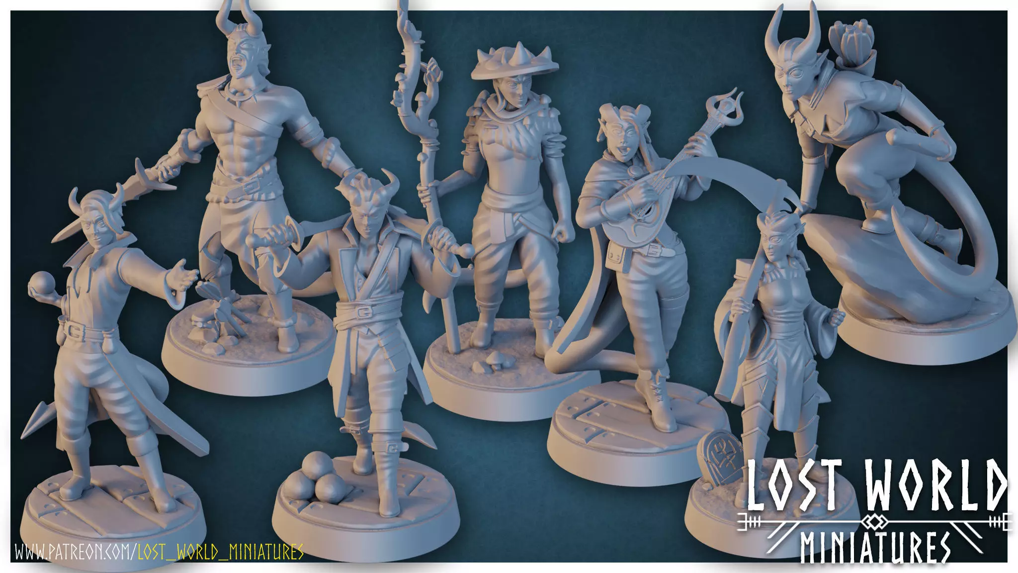 Tiefling Miniatures - Set Supported - 3D Printable 3D print model