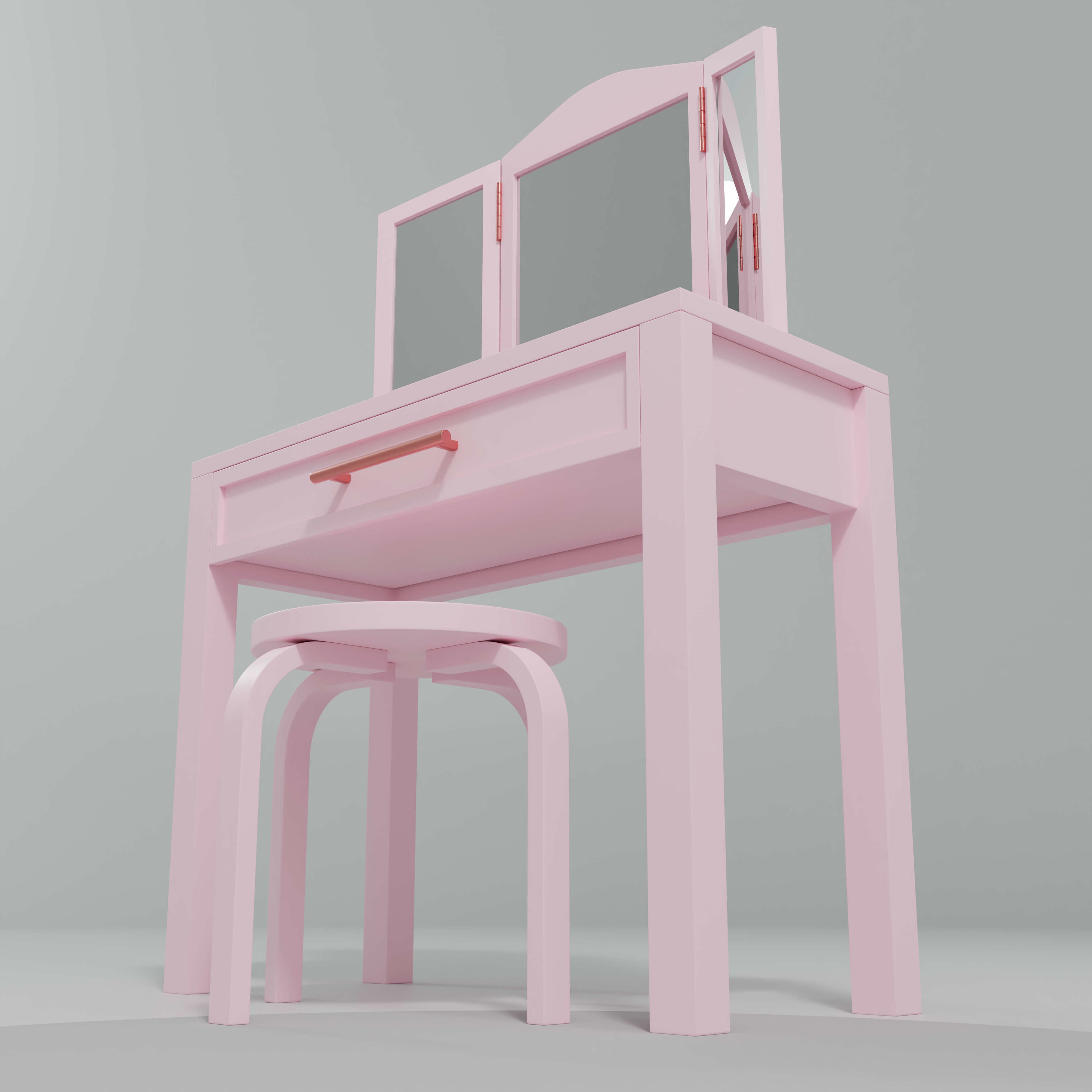 Toy - Vanity Table  and Stool 3D model_8