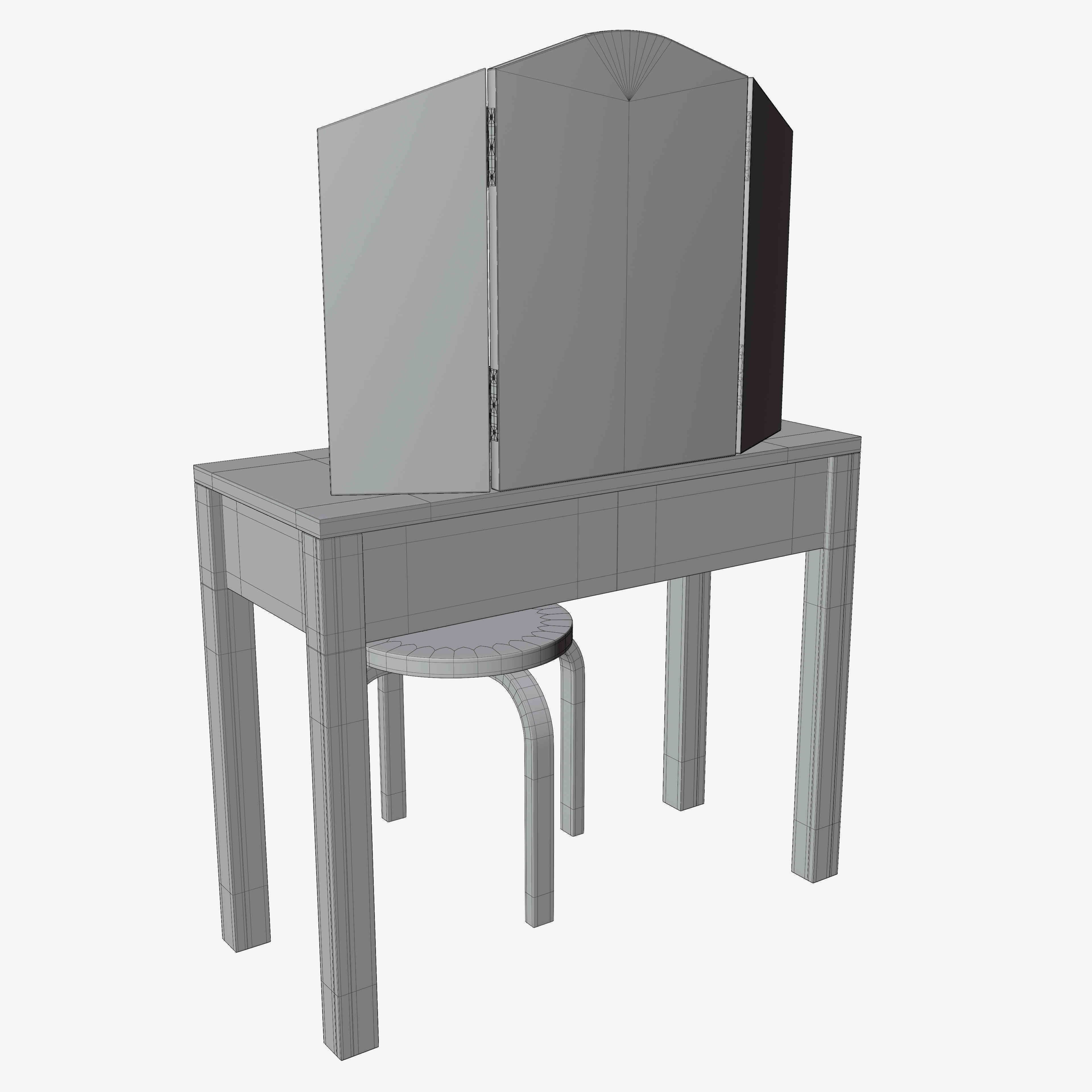 Toy - Vanity Table  and Stool 3D model_5