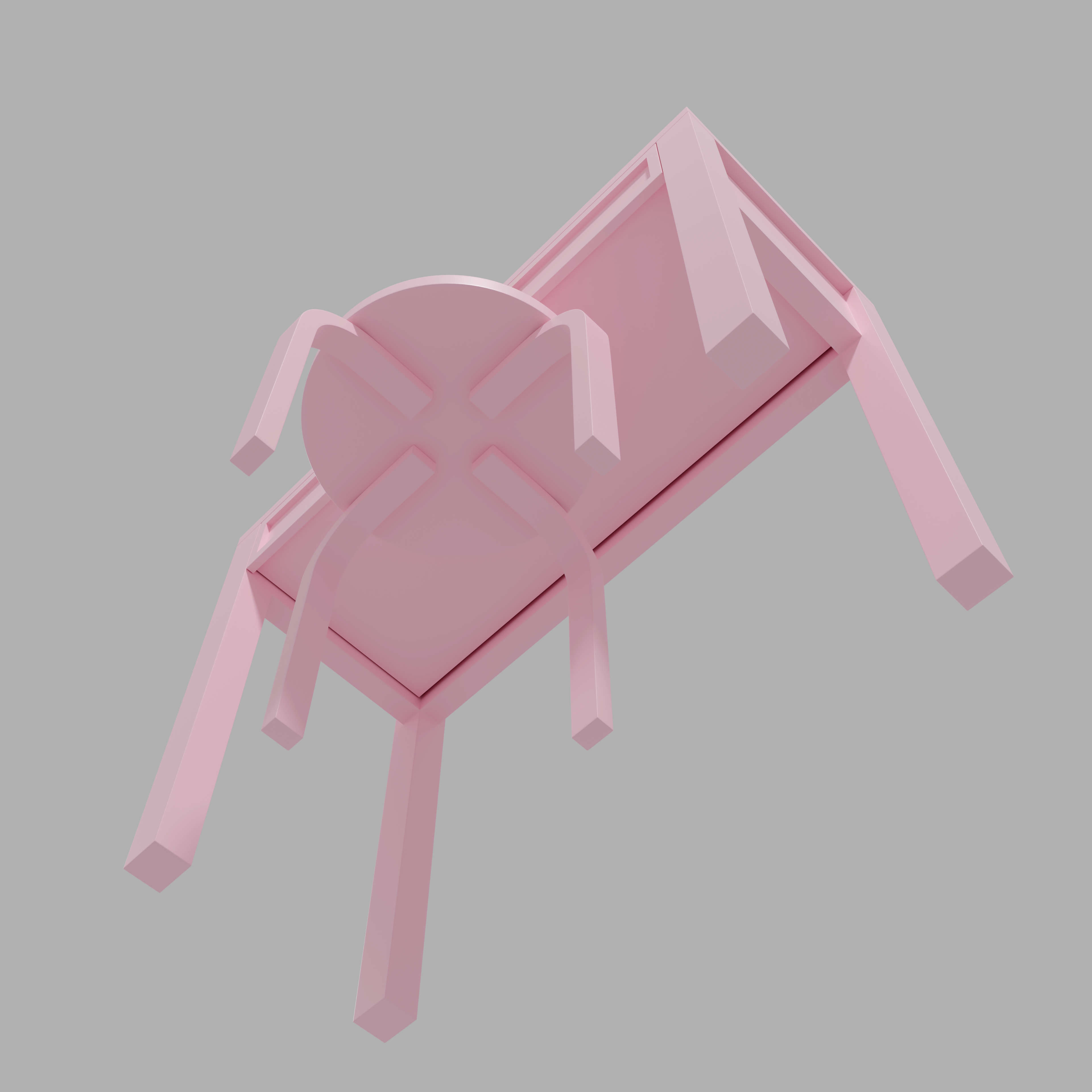 Toy - Vanity Table  and Stool 3D model_12