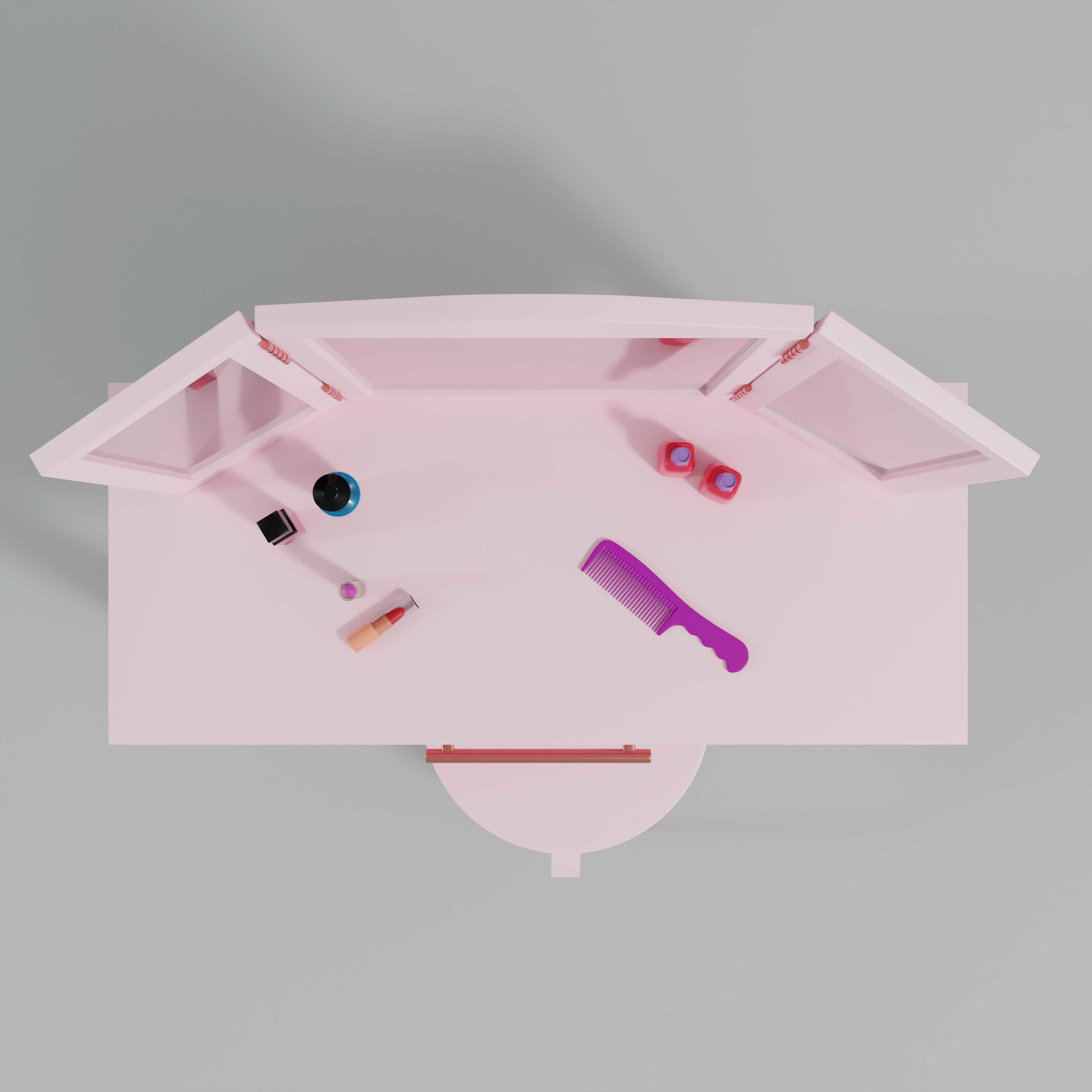 Toy - Vanity Table  and Stool 3D model_10