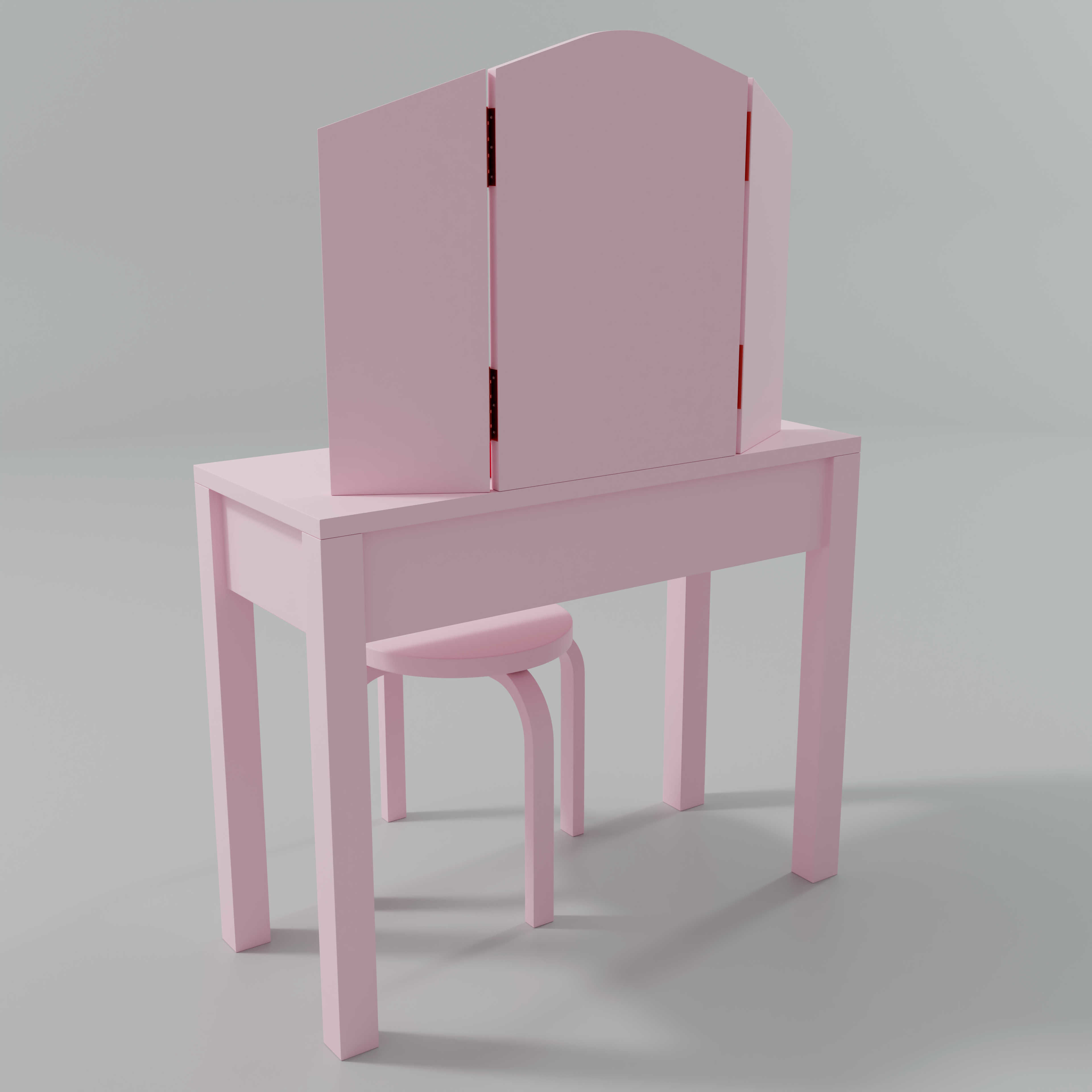Toy - Vanity Table  and Stool 3D model_4