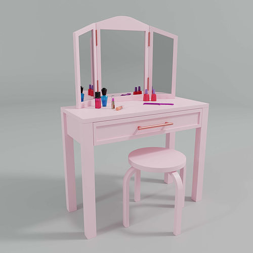 Toy Vanity Table and Stool 3D model CGTrader