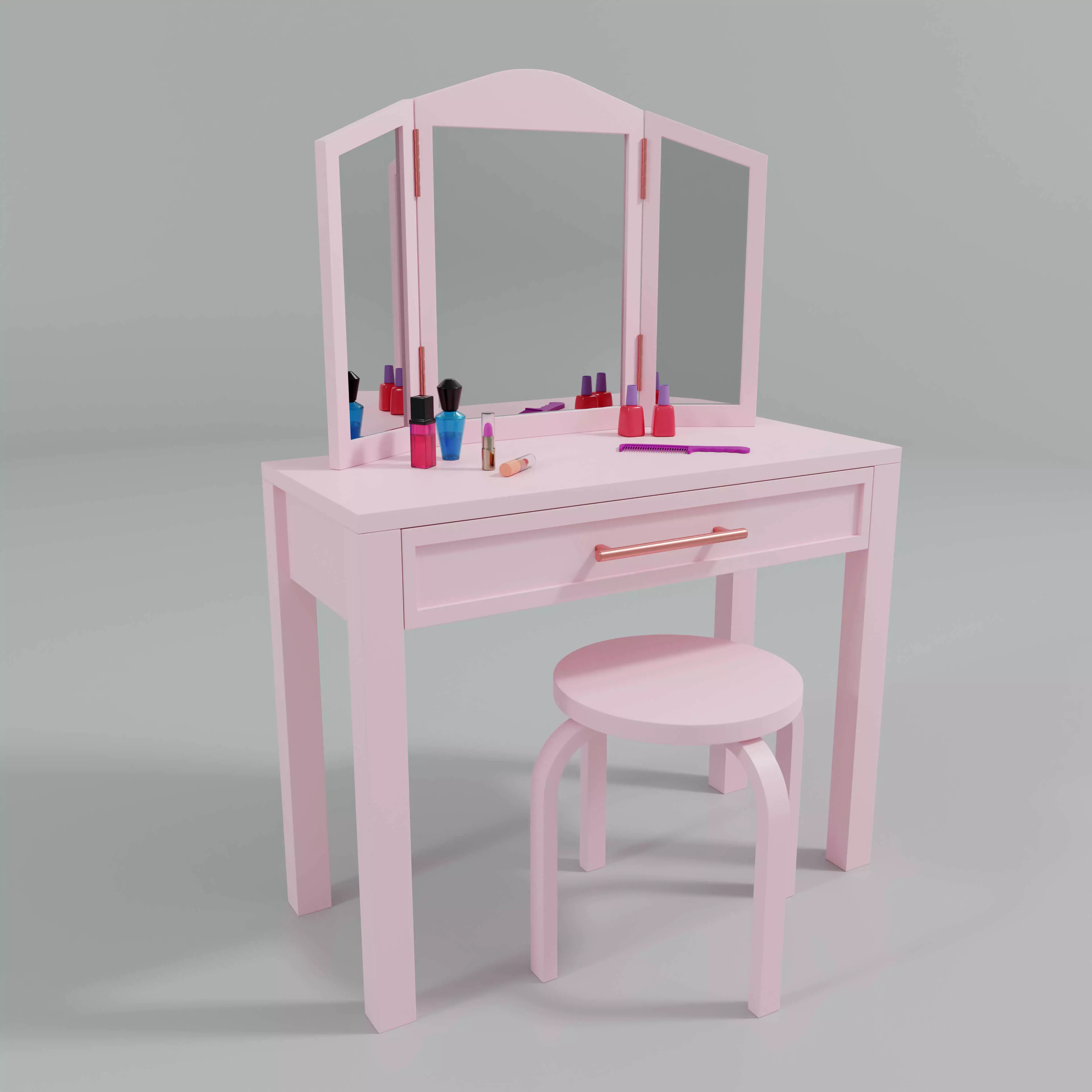 Toy - Vanity Table  and Stool 3D model_0