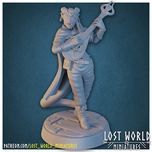 Tiefling Bard - Supported - 3D Printable - 3D print model