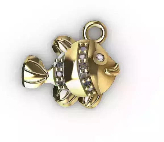 Pendant pez nemo fish gold 3D print model