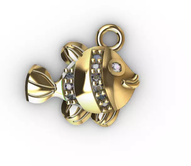 Pendant pez nemo fish gold 3D print model