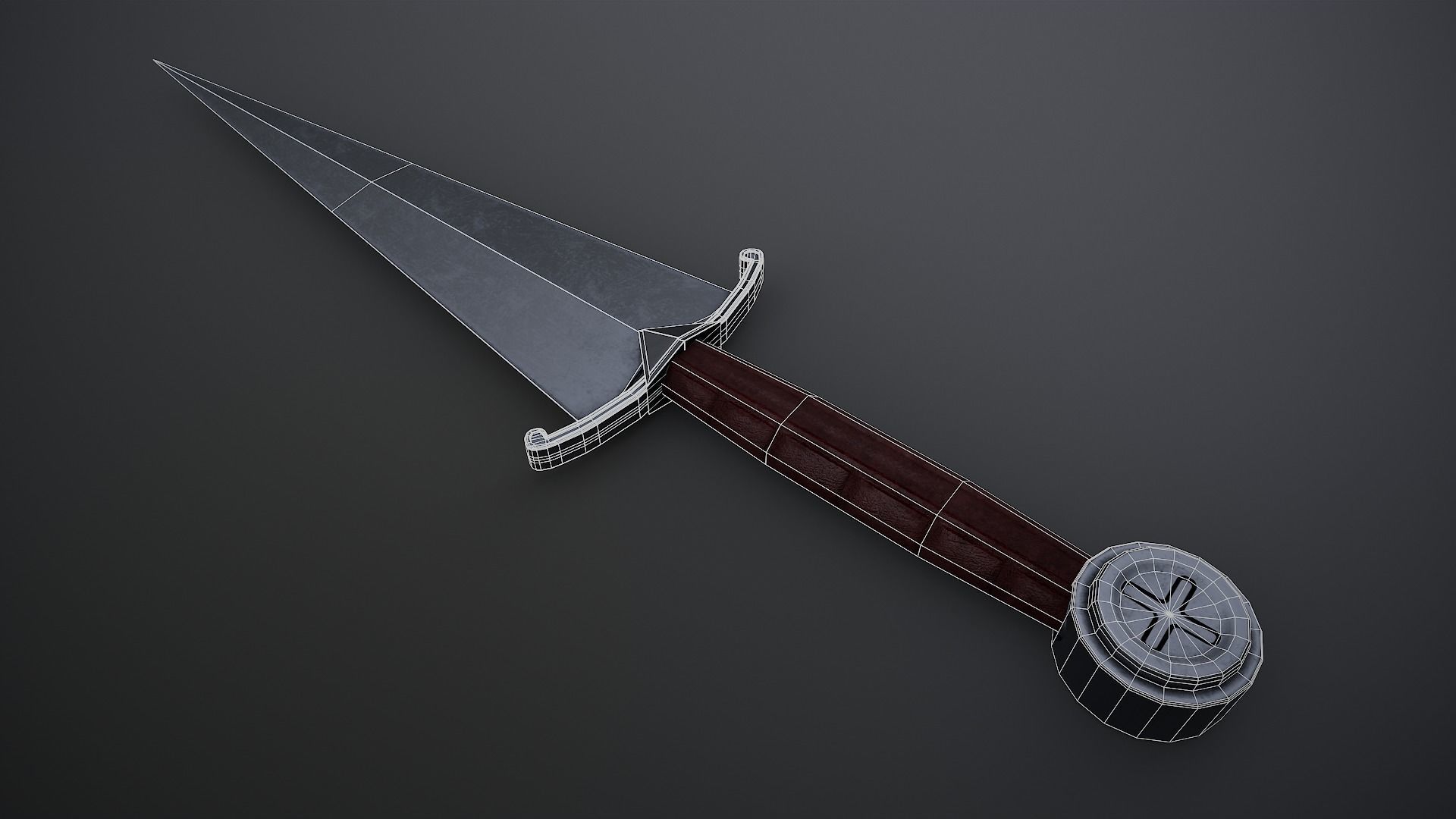 Anelace Dagger Low-poly 3D model_1