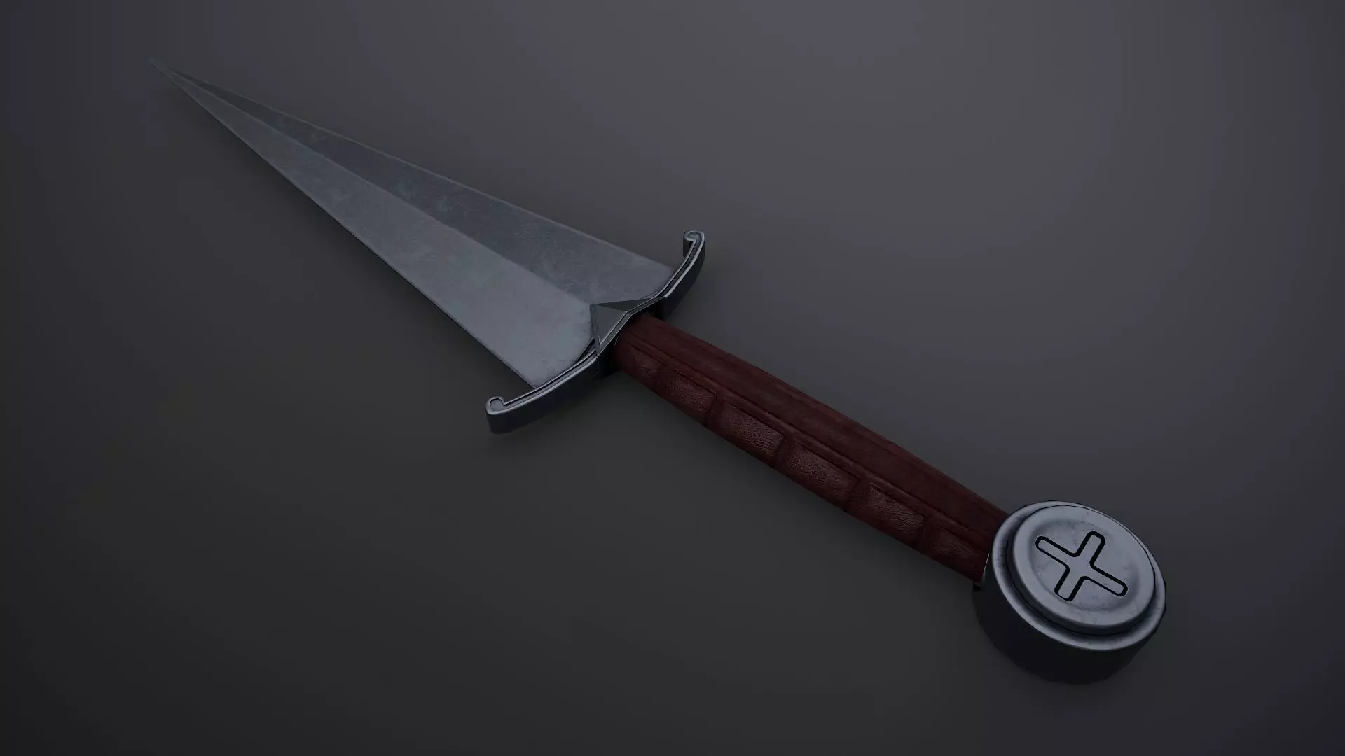 Anelace Dagger Low-poly 3D model_0