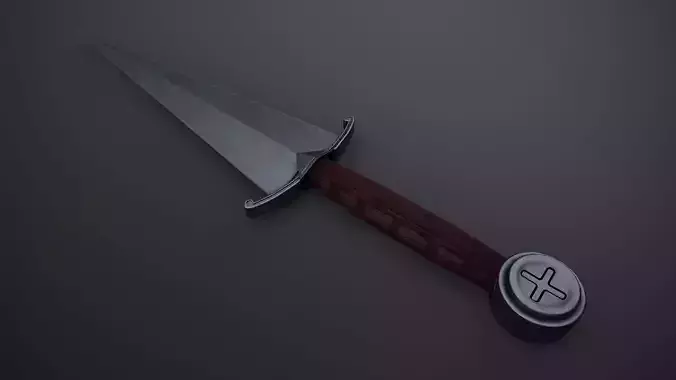 Anelace Dagger Low-poly 3D model