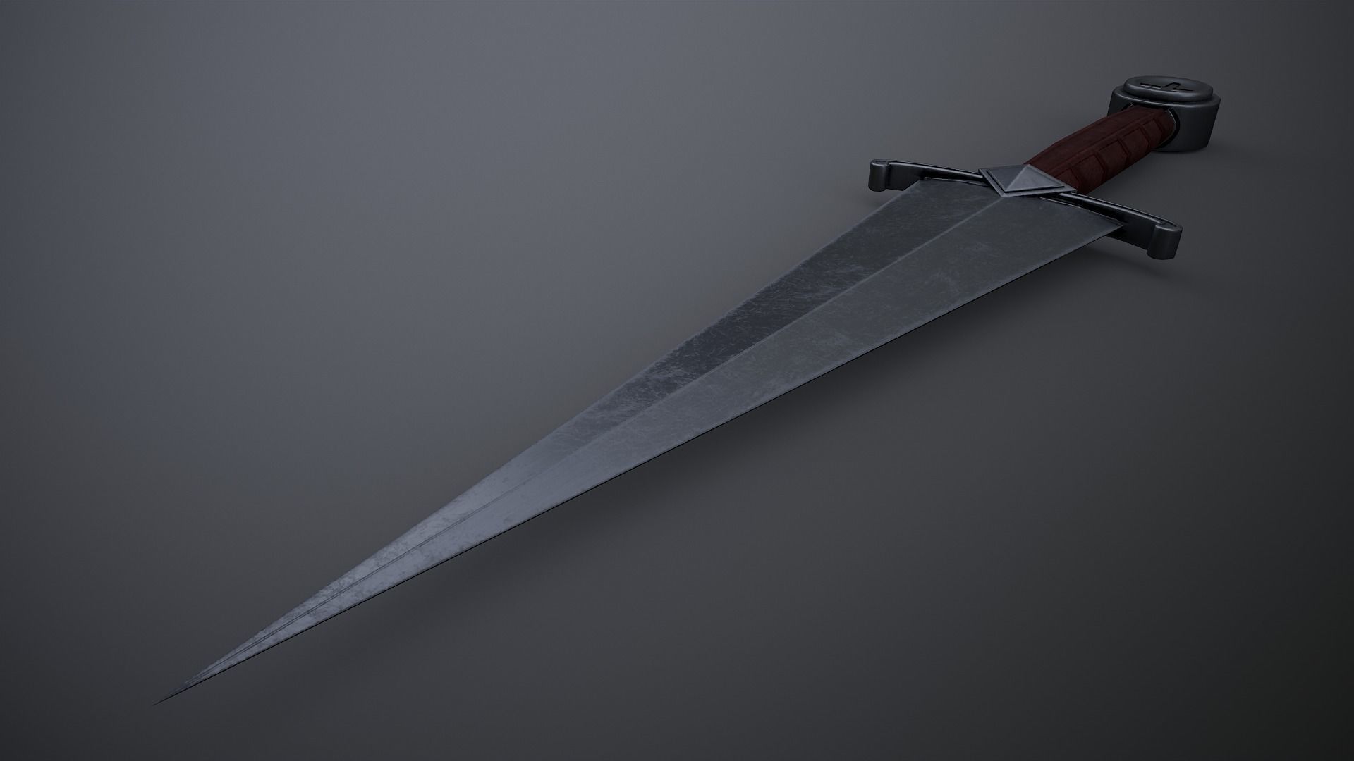 Anelace Dagger Low-poly 3D model_2