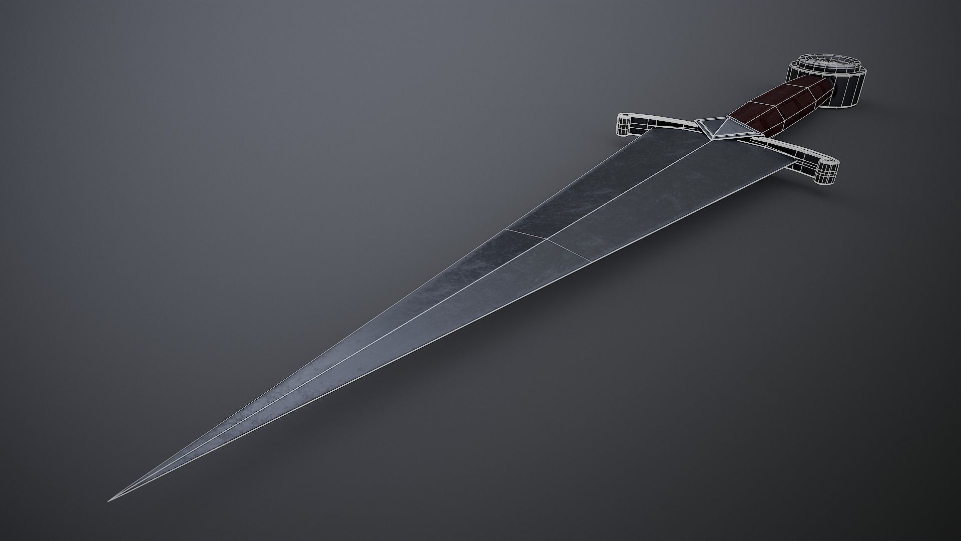 Anelace Dagger Low-poly 3D model_3