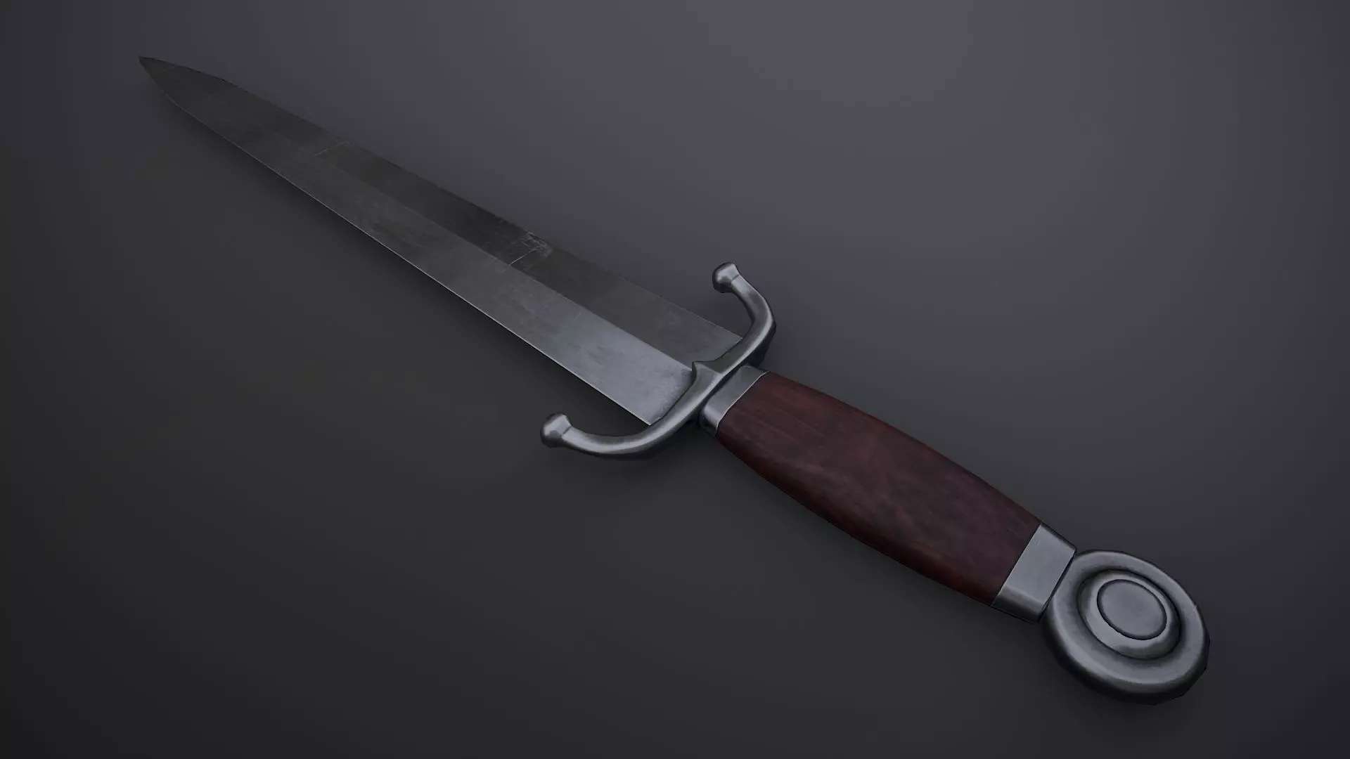 Cinquedea Dagger Low-poly 3D model_0