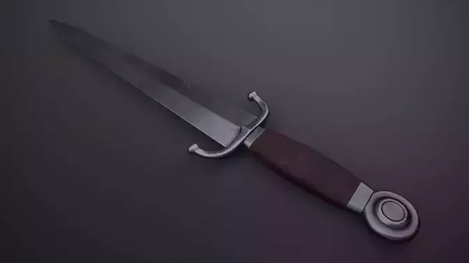Cinquedea Dagger Low-poly 3D model