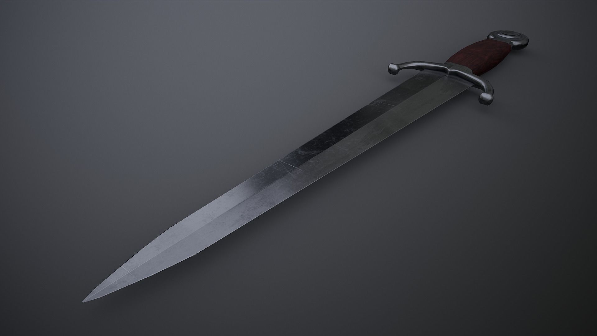 Cinquedea Dagger Low-poly 3D model_2