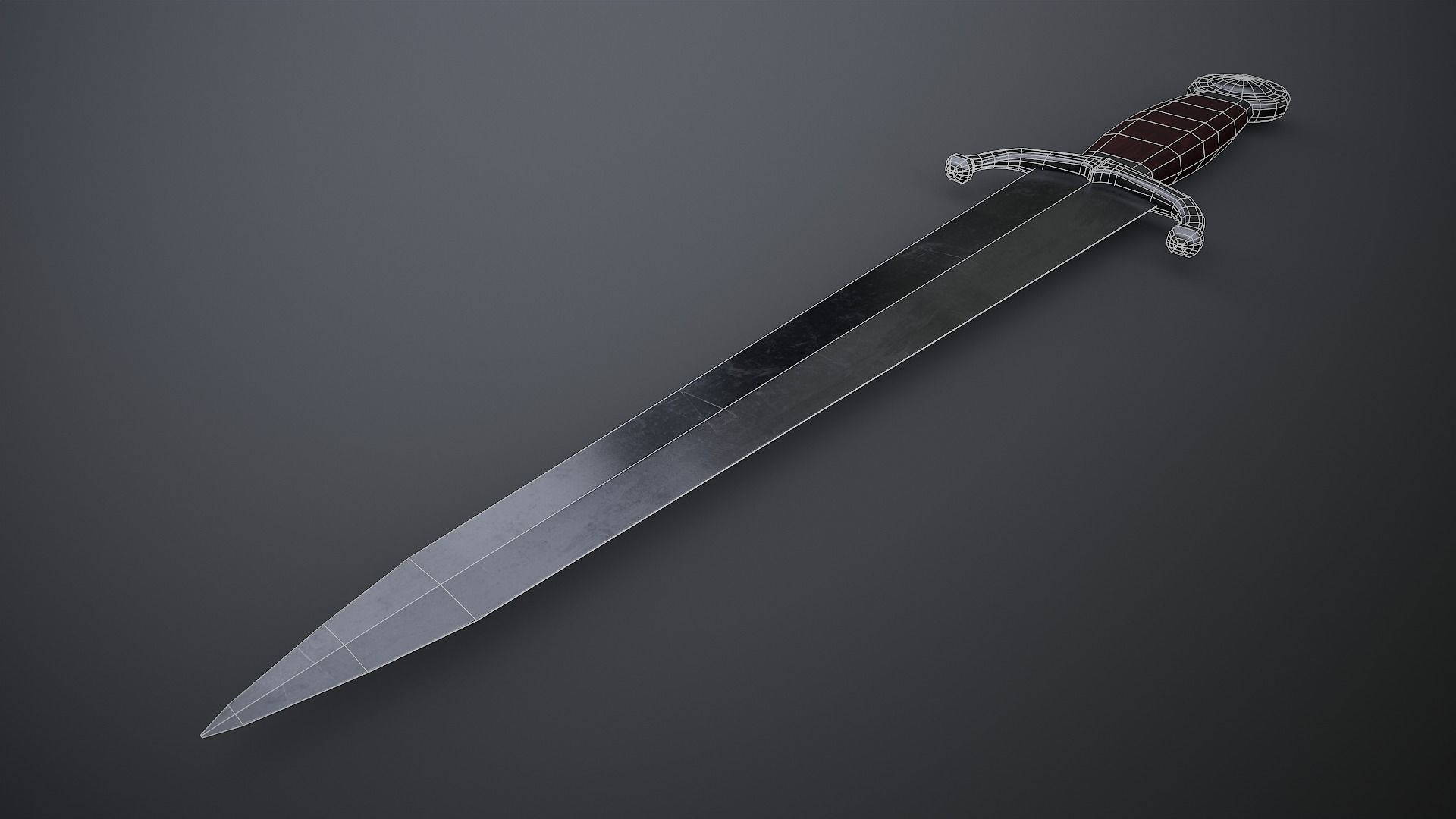 Cinquedea Dagger Low-poly 3D model_3