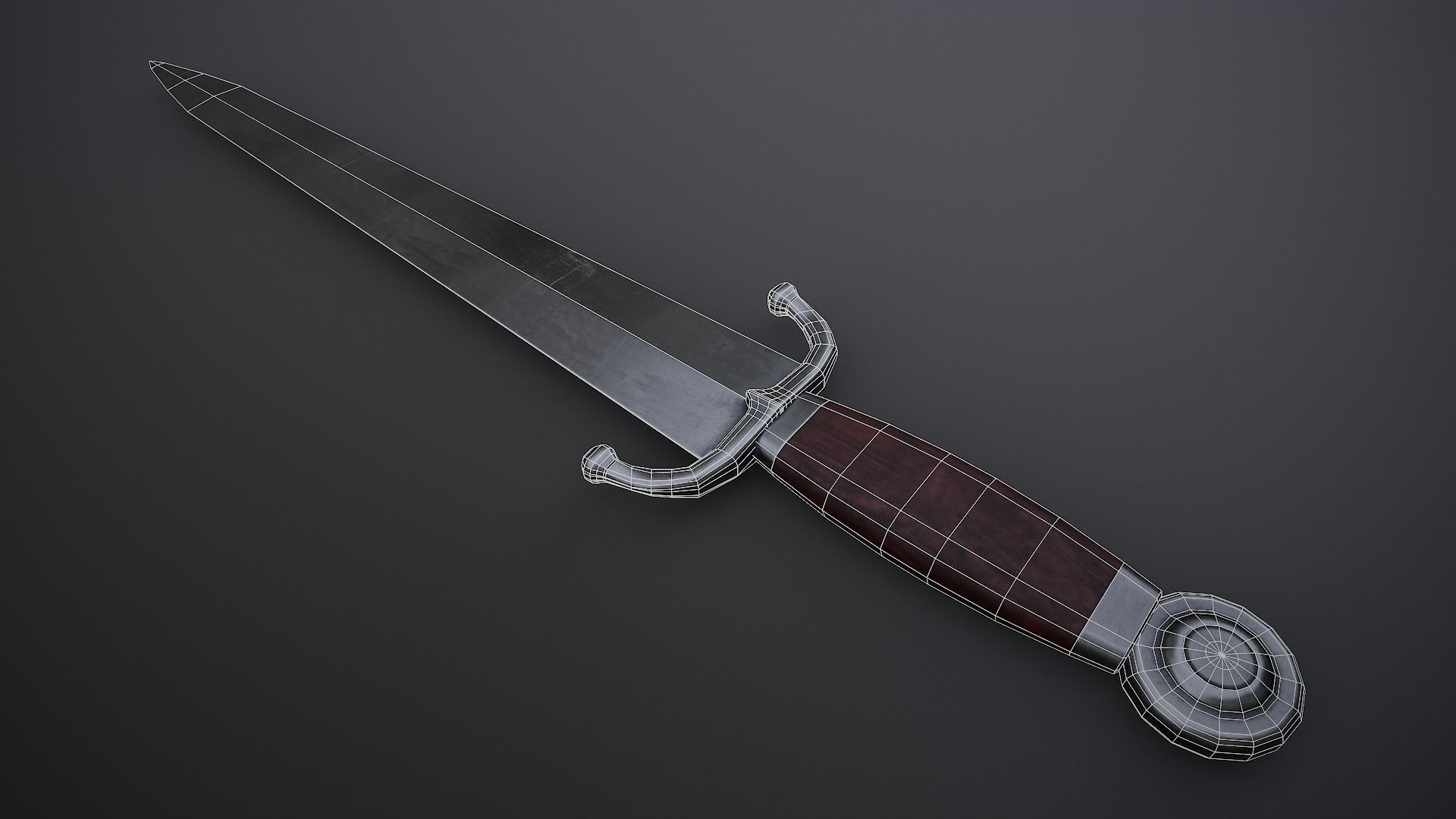 Cinquedea Dagger Low-poly 3D model_1