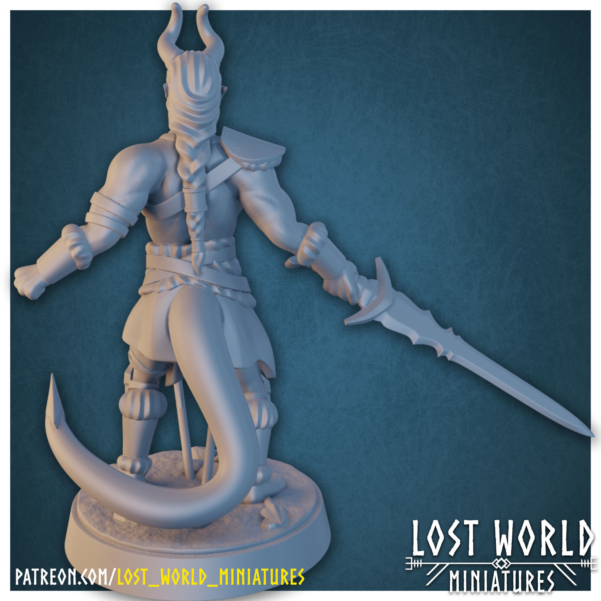 Tiefling Barbarian - Supported - 3D printable - 3D print model_2