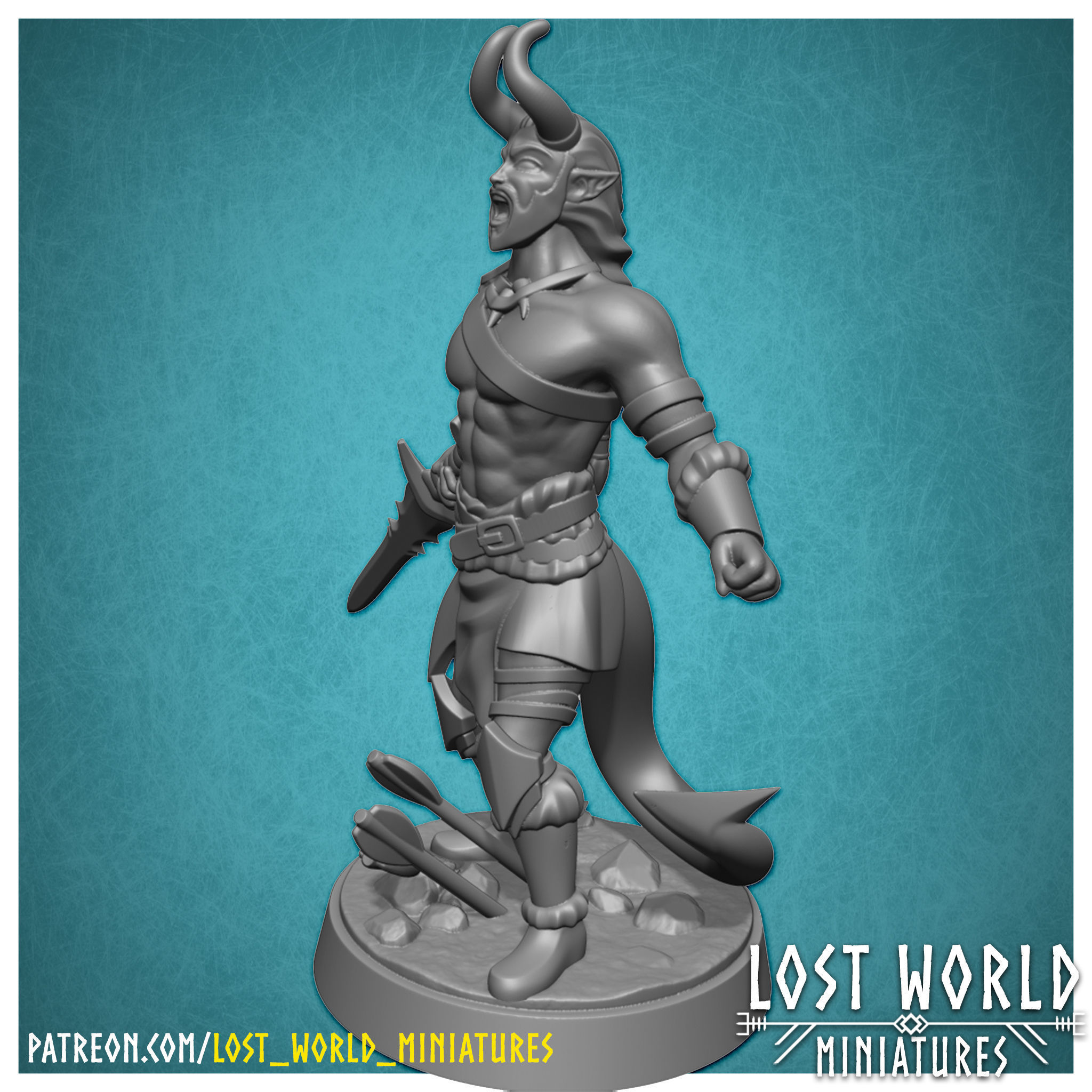 Tiefling Barbarian - Supported - 3D printable - 3D print model_5