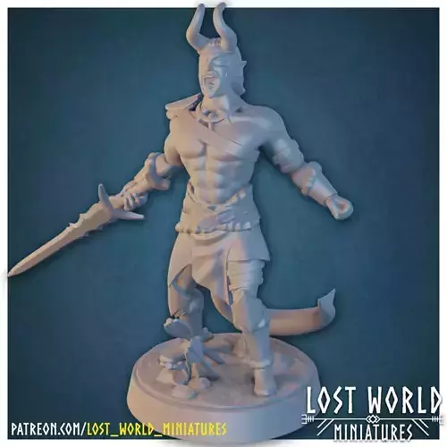 Tiefling Barbarian - Supported - 3D printable  -