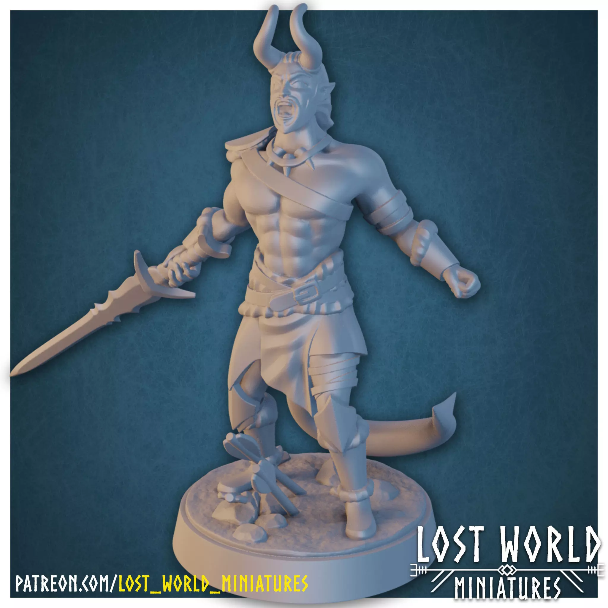 Tiefling Barbarian - Supported - 3D printable - 3D print model_0