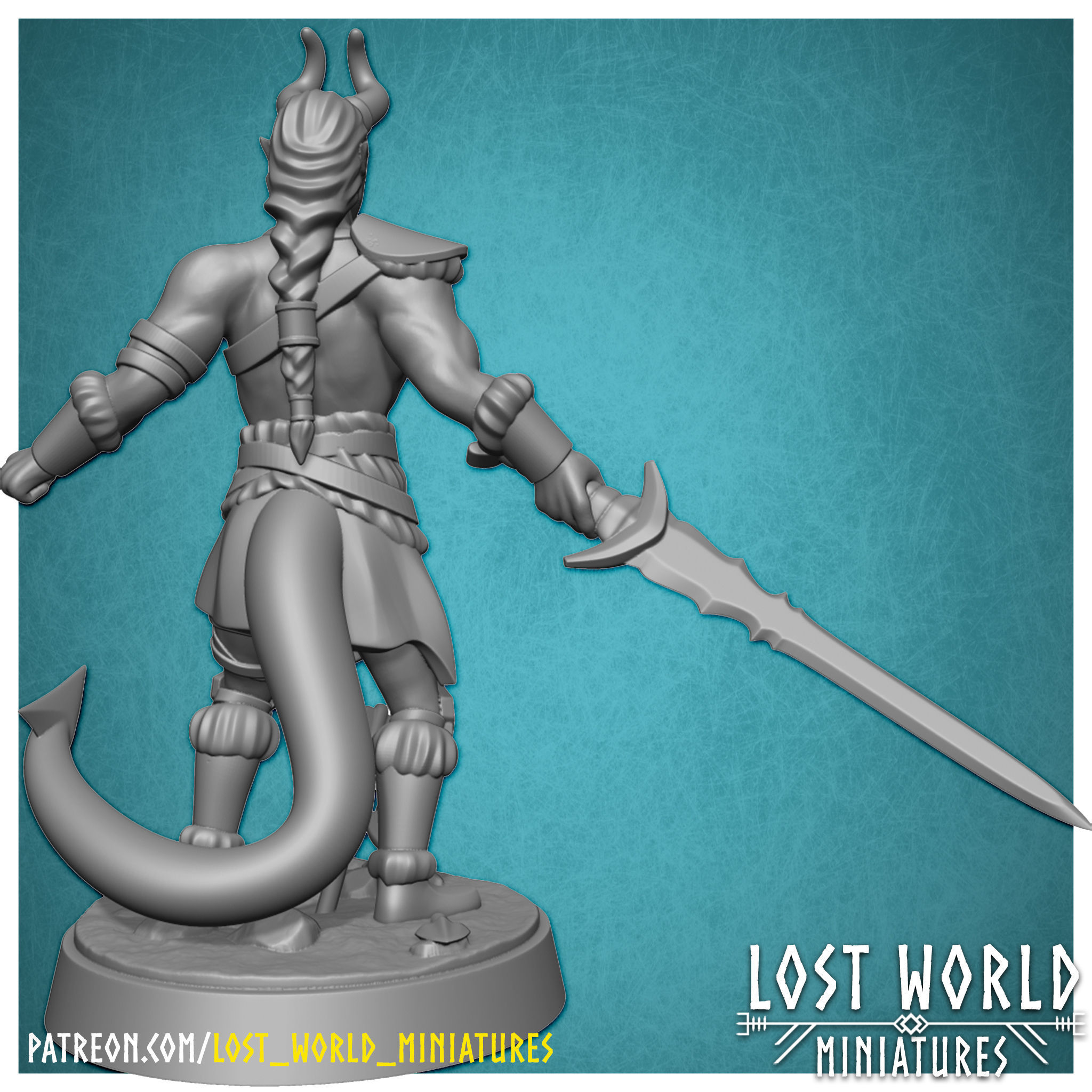Tiefling Barbarian - Supported - 3D printable - 3D print model_4