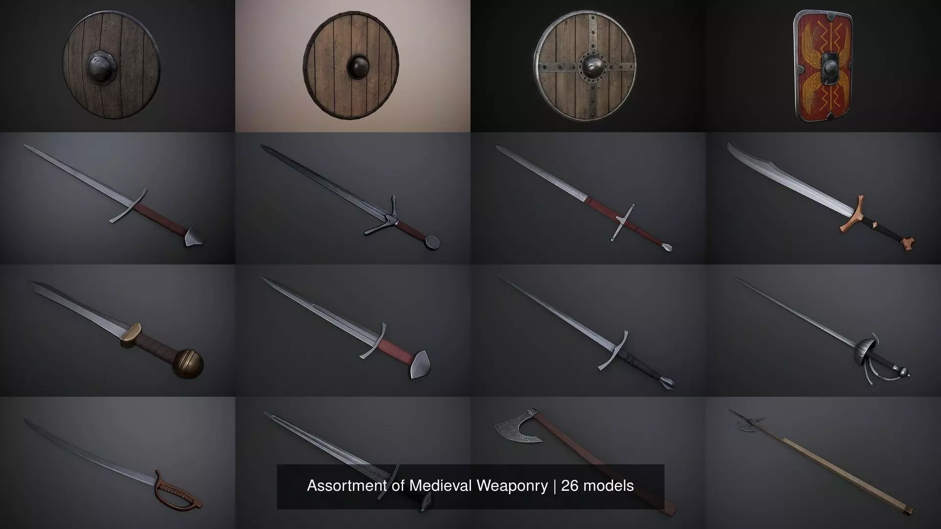Assortment of Medieval Weaponry 3D Model Collection_0