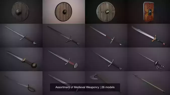 Assortment of Medieval Weaponry 3D Model Collection