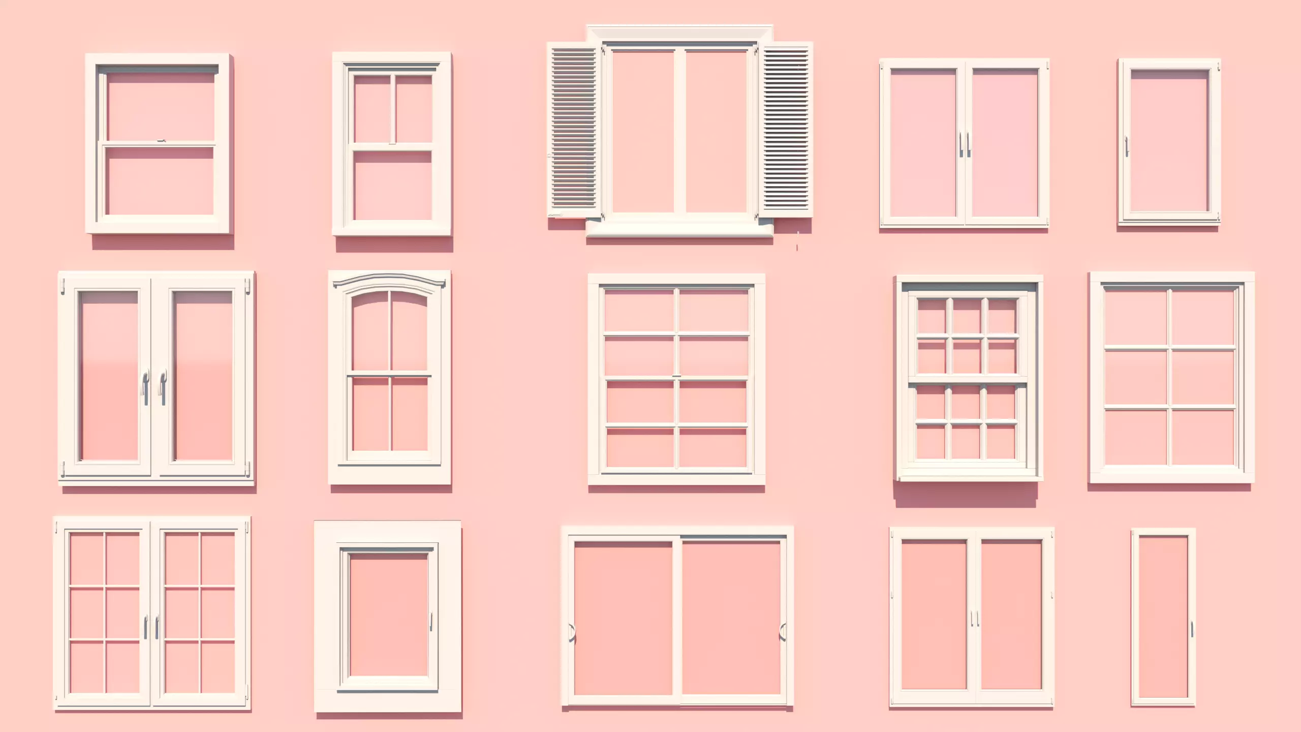 Windows collection white 3D model_0