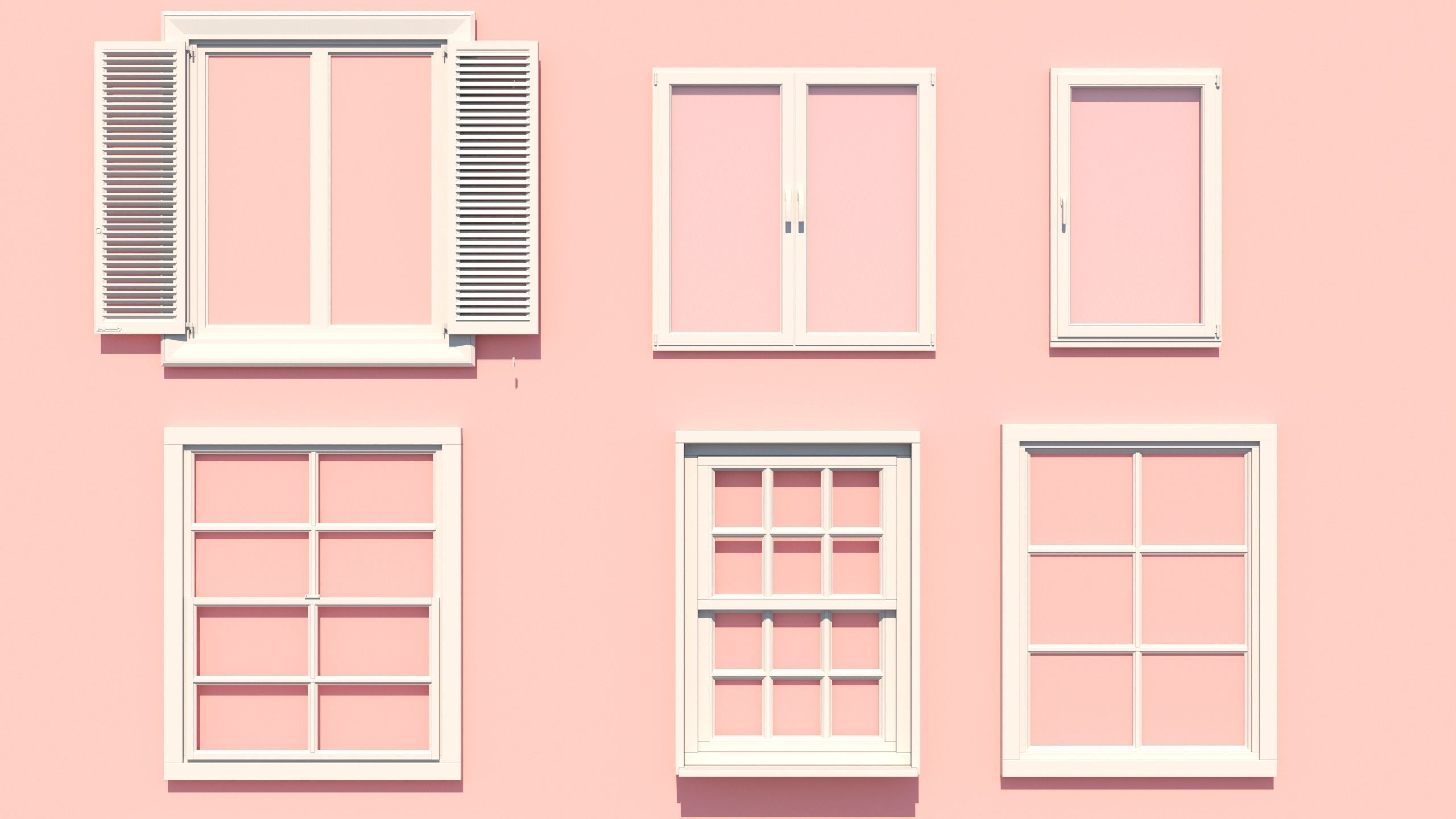 Windows collection white 3D model_2