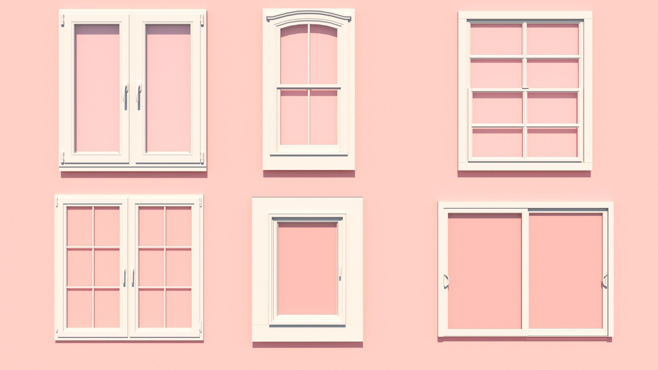 Windows collection white 3D model_4