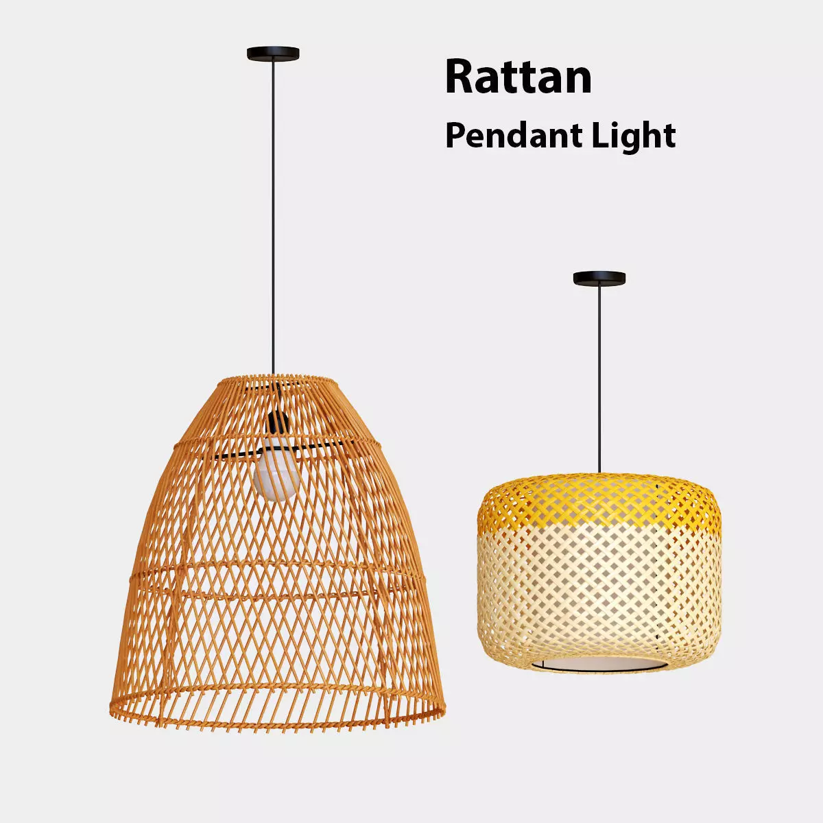 Rattan pendant light 2 3D model