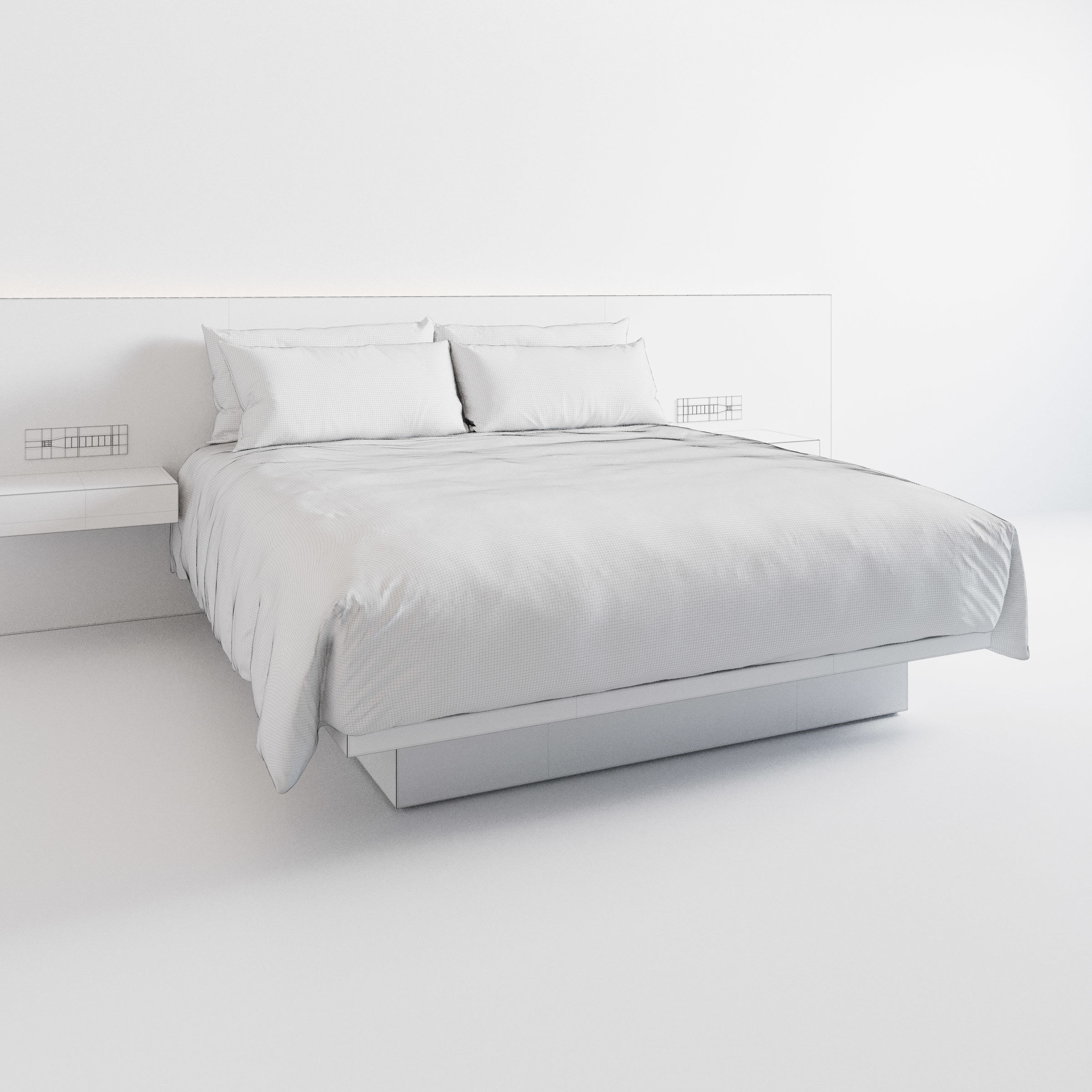 Hotel Bed Duvet Cover Style - King size - W180cm 3D model_5