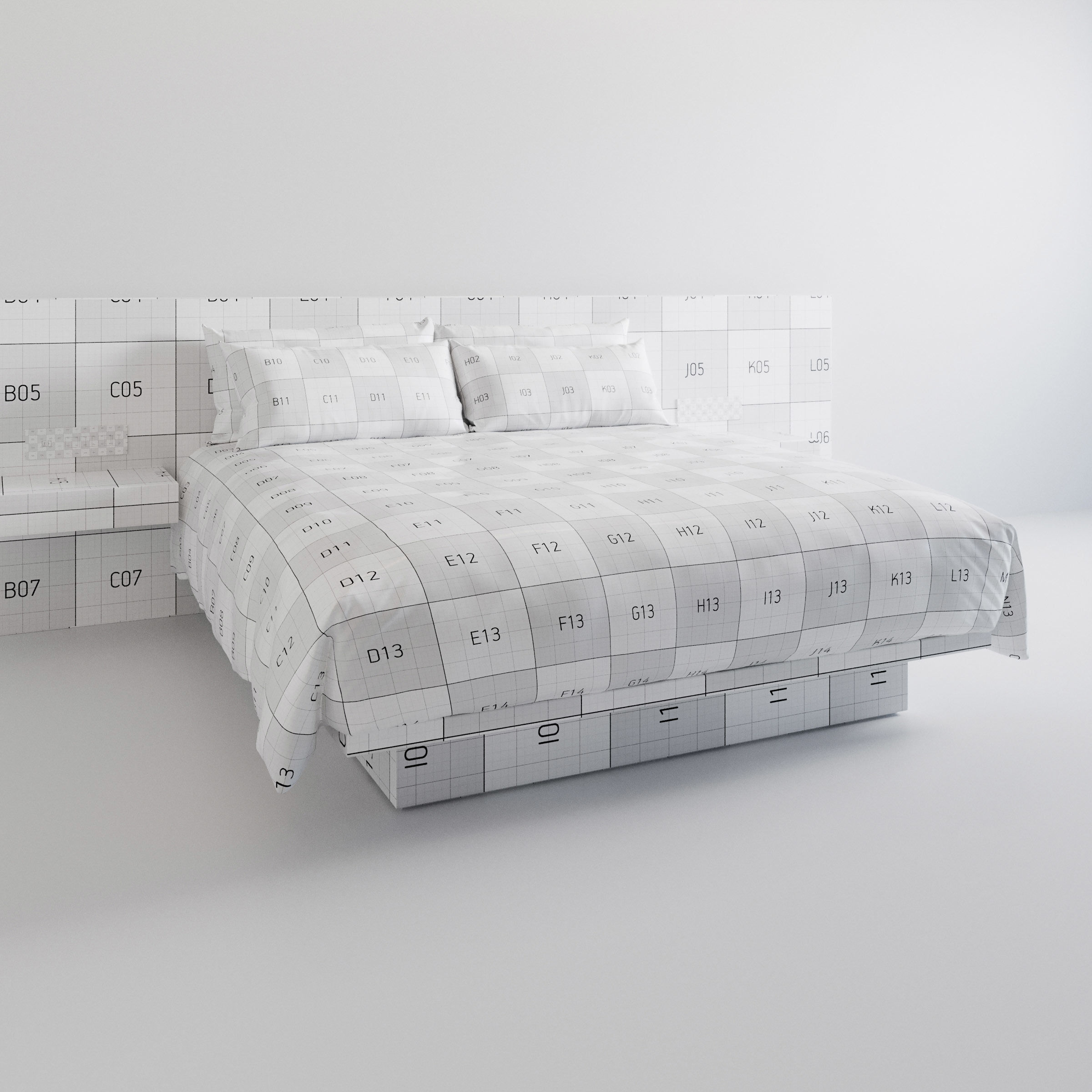 Hotel Bed Duvet Cover Style - King size - W180cm 3D model_9