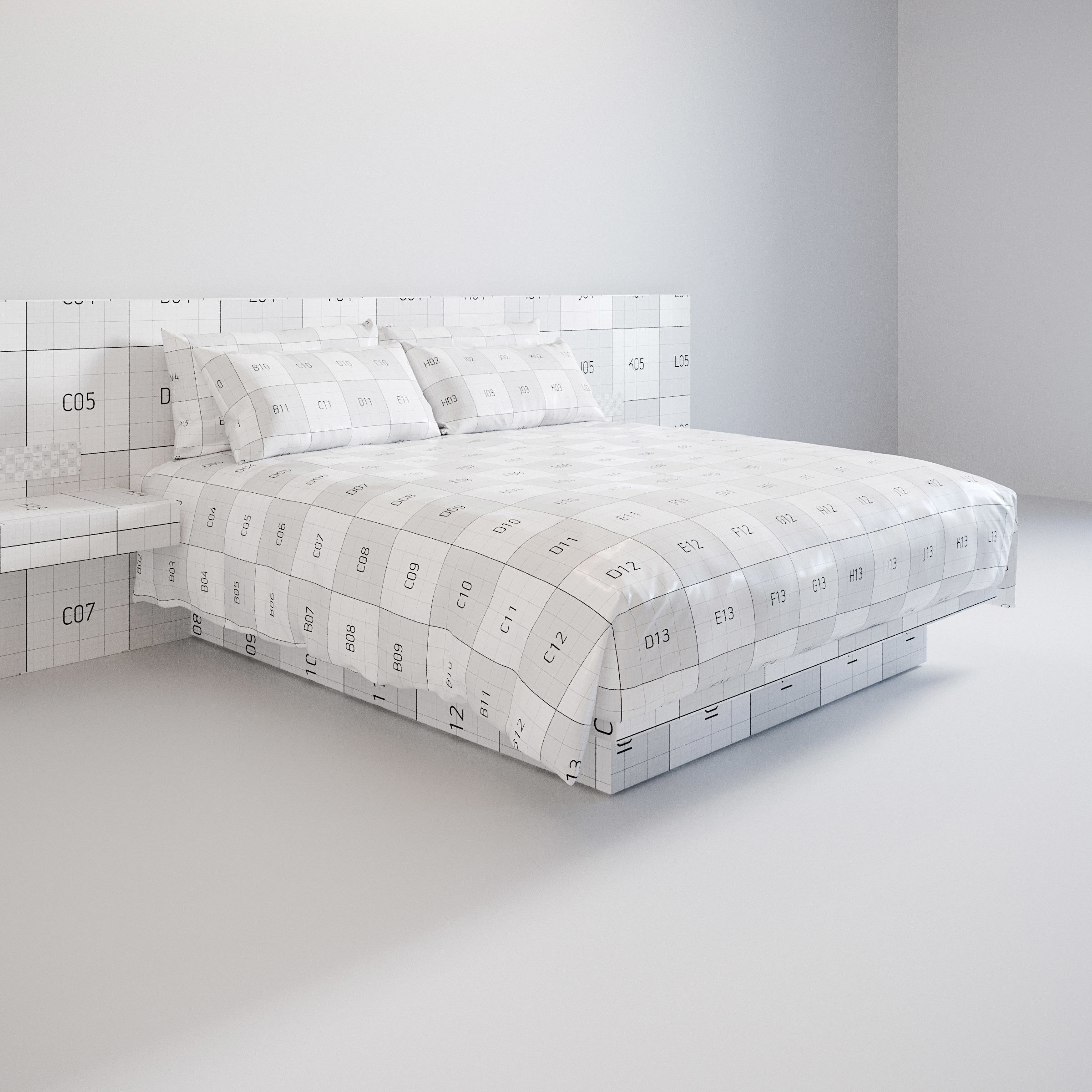 Hotel Bed Duvet Cover Style - King size - W180cm 3D model_8