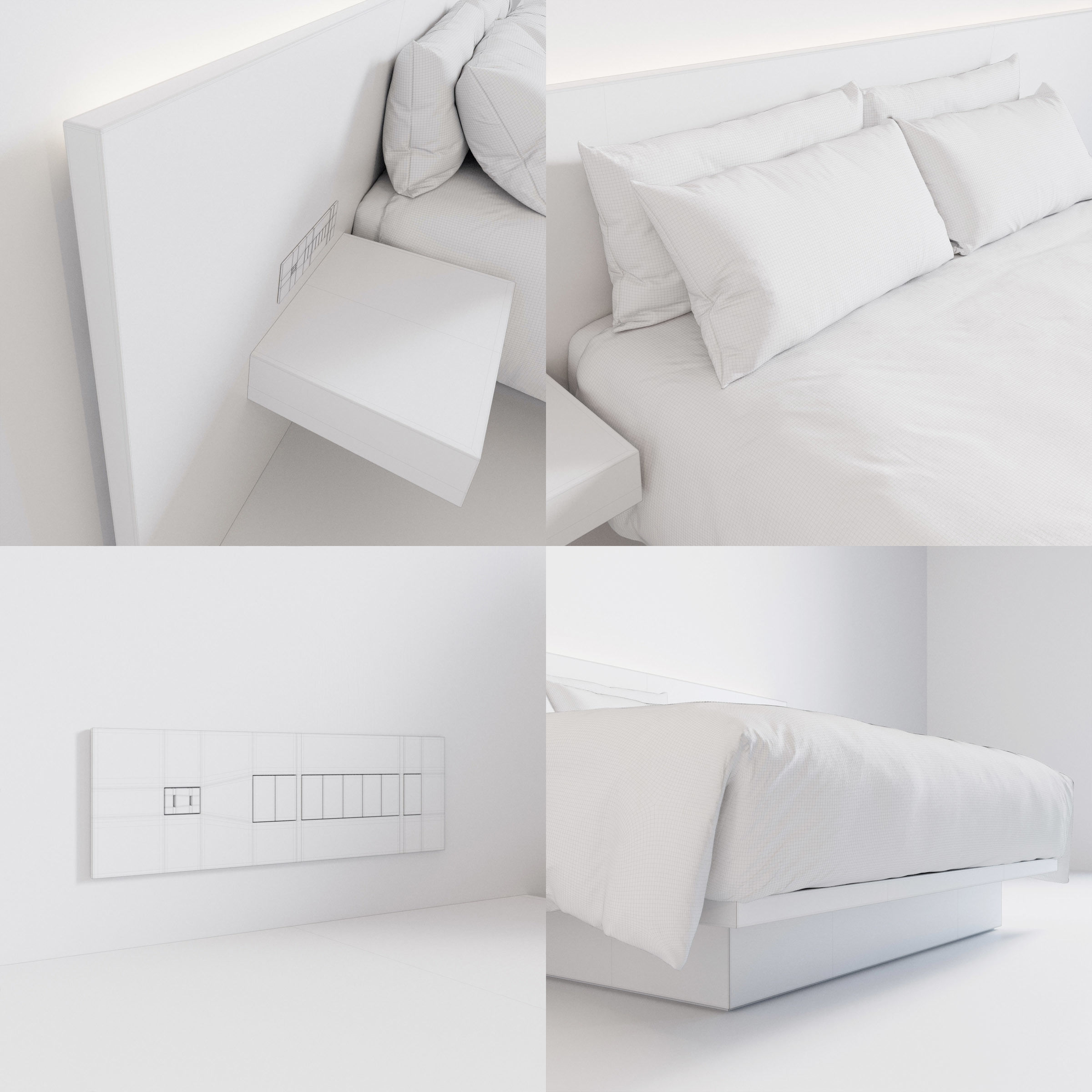 Hotel Bed Duvet Cover Style - King size - W180cm 3D model_7